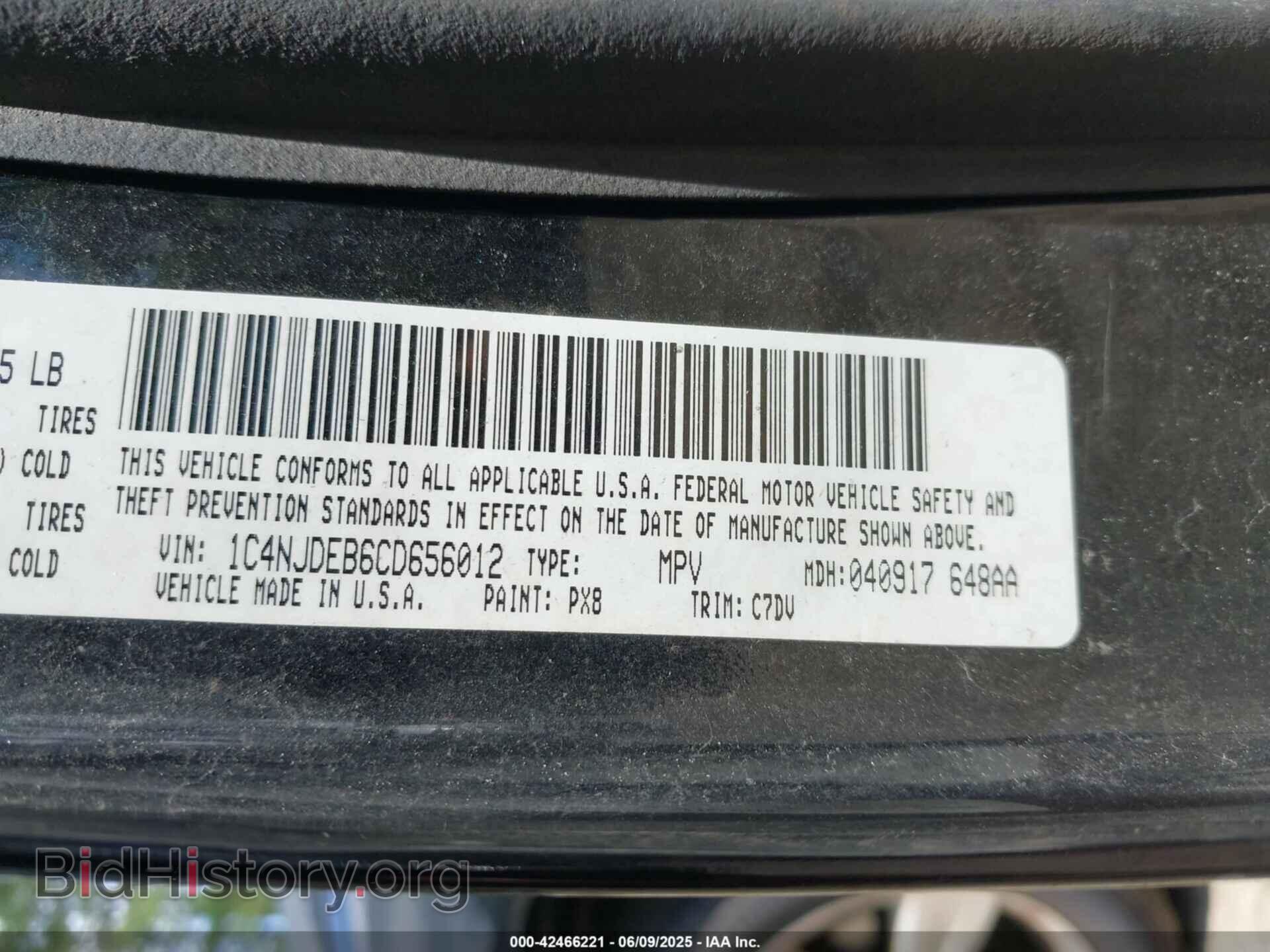 2012 JEEP COMPASS - VIN: 1C4NJDEB6CD656012 - Фото 9