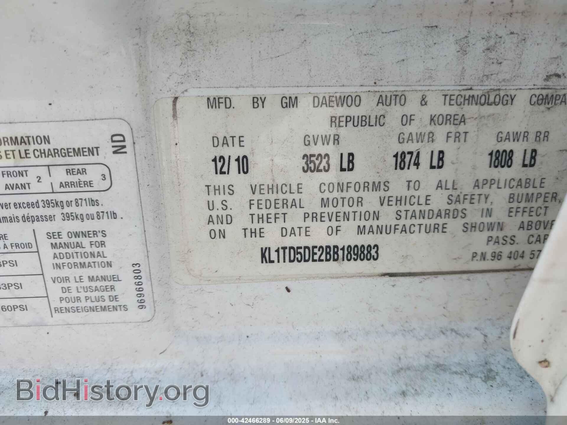 2011 CHEVROLET AVEO - VIN: KL1TD5DE2BB189883 - Photo 9