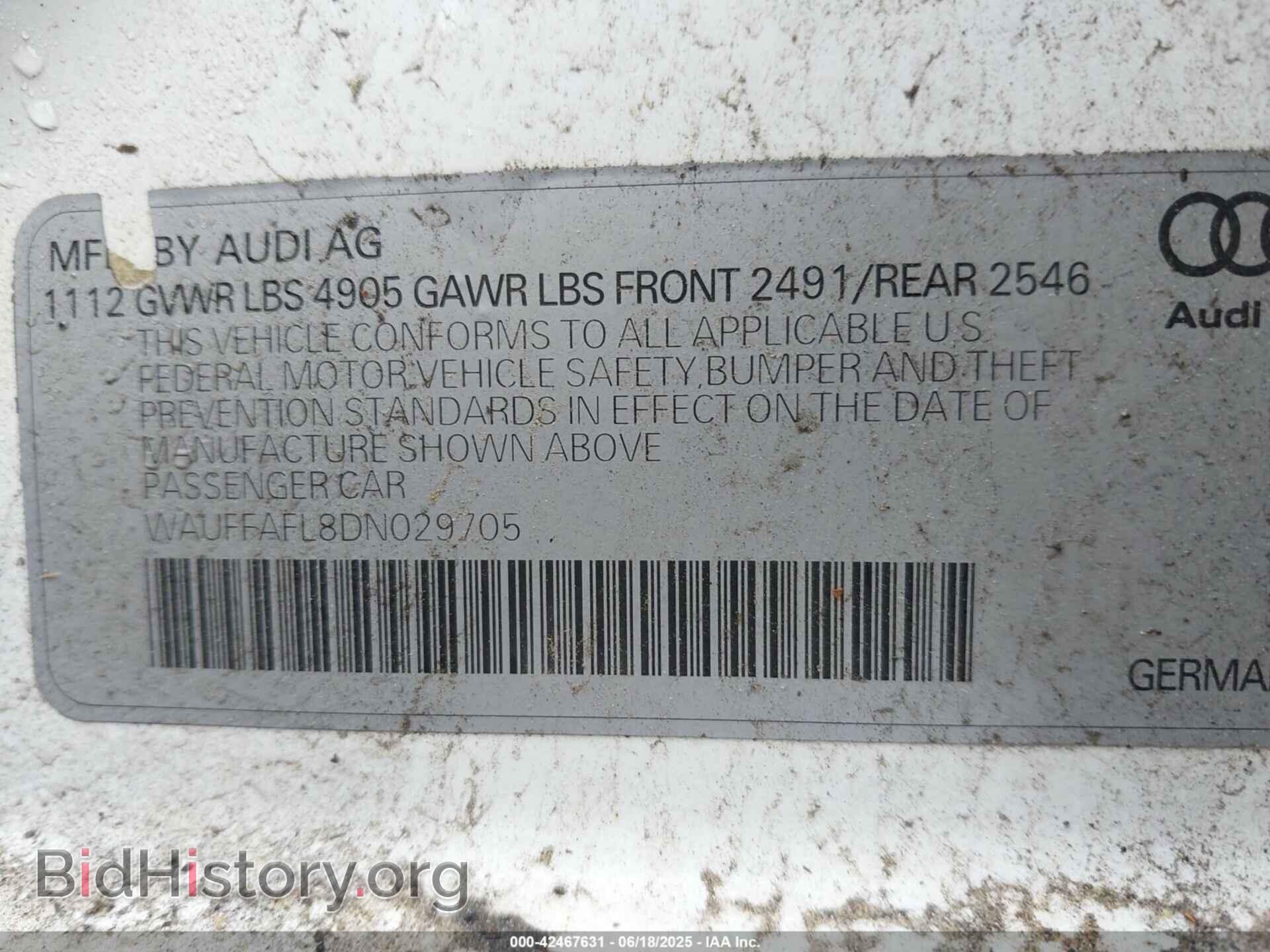 2013 AUDI A4 - VIN: WAUFFAFL8DN029705 - Фото 9