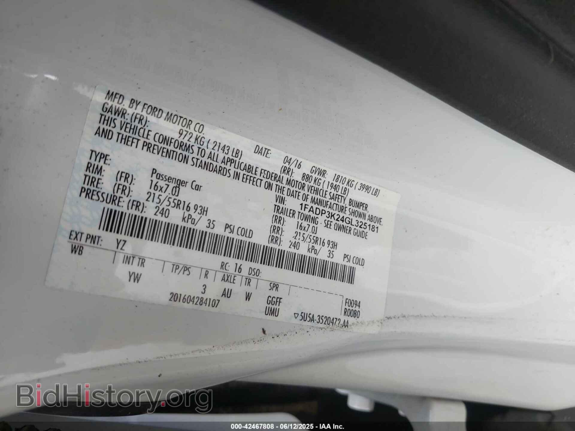 2016 FORD FOCUS - VIN: 1FADP3K24GL325181 - Фото 9