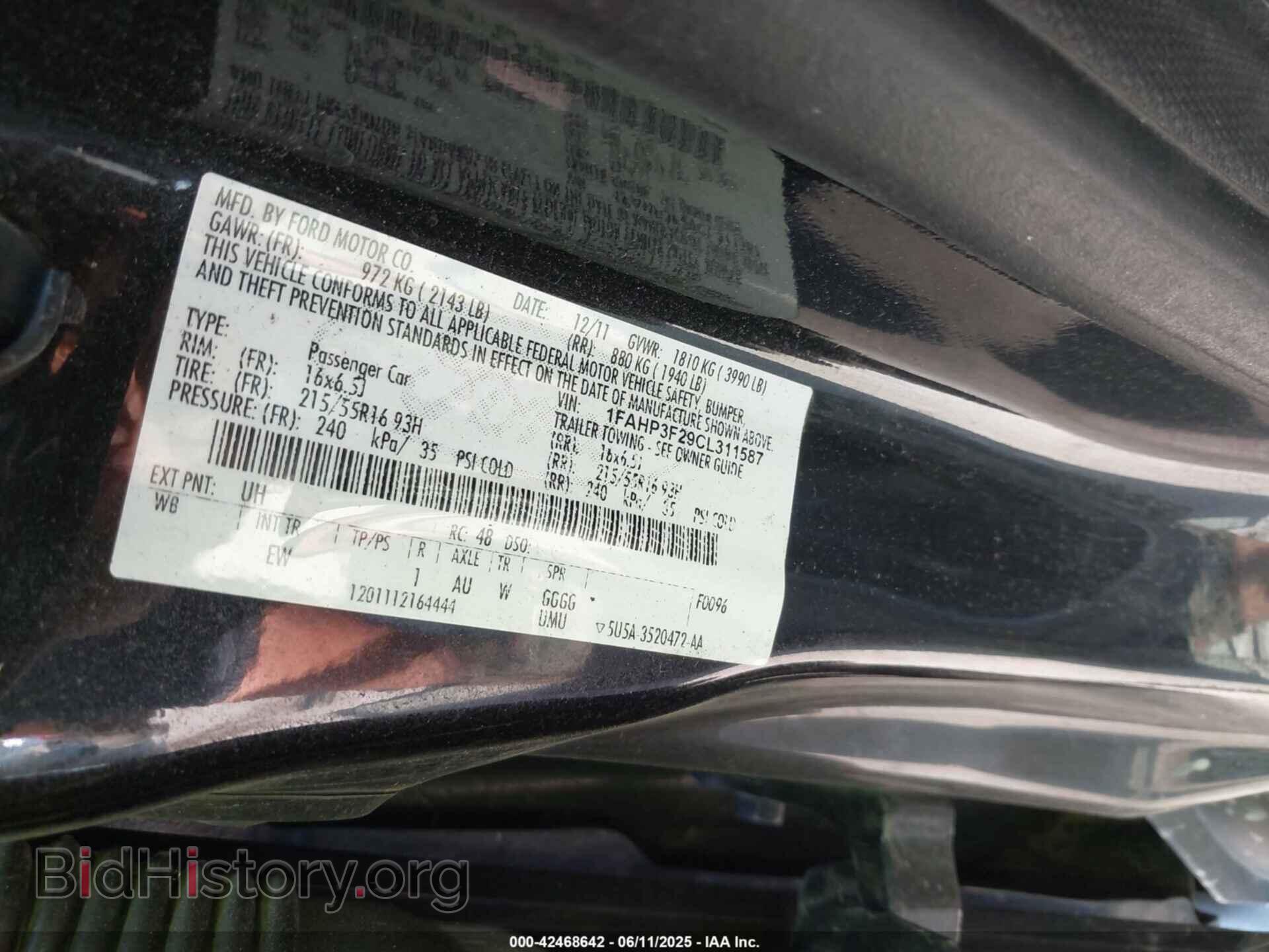2012 FORD FOCUS - VIN: 1FAHP3F29CL311587 - Фото 9