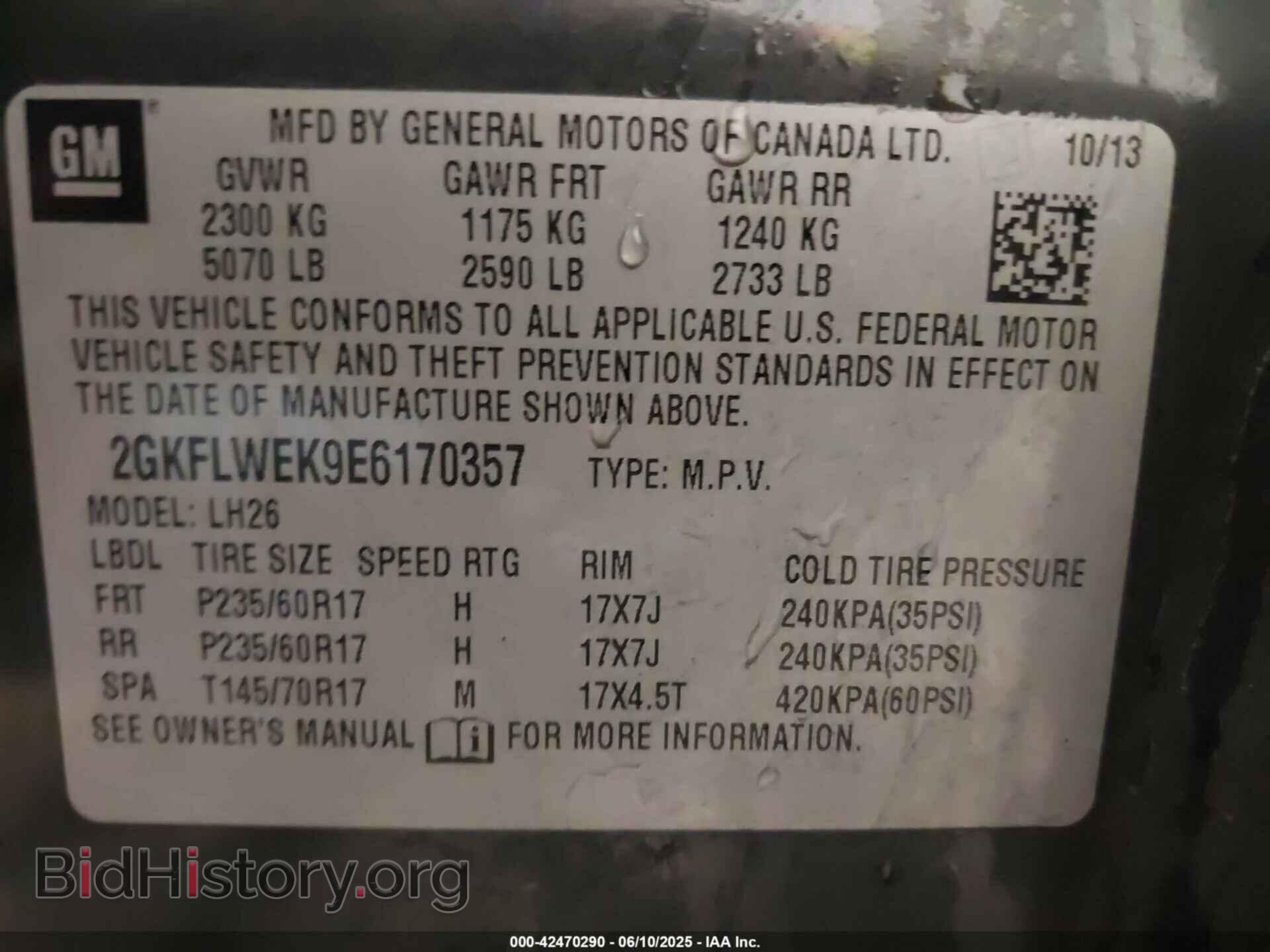 2014 GMC TERRAIN - VIN: 2GKFLWEK9E6170357 - Фото 9