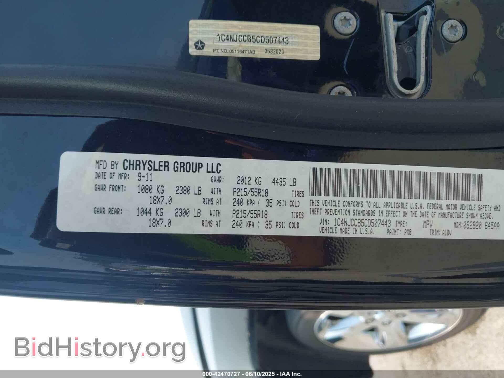 2012 JEEP COMPASS - VIN: 1C4NJCCB5CD507443 - Photo 9