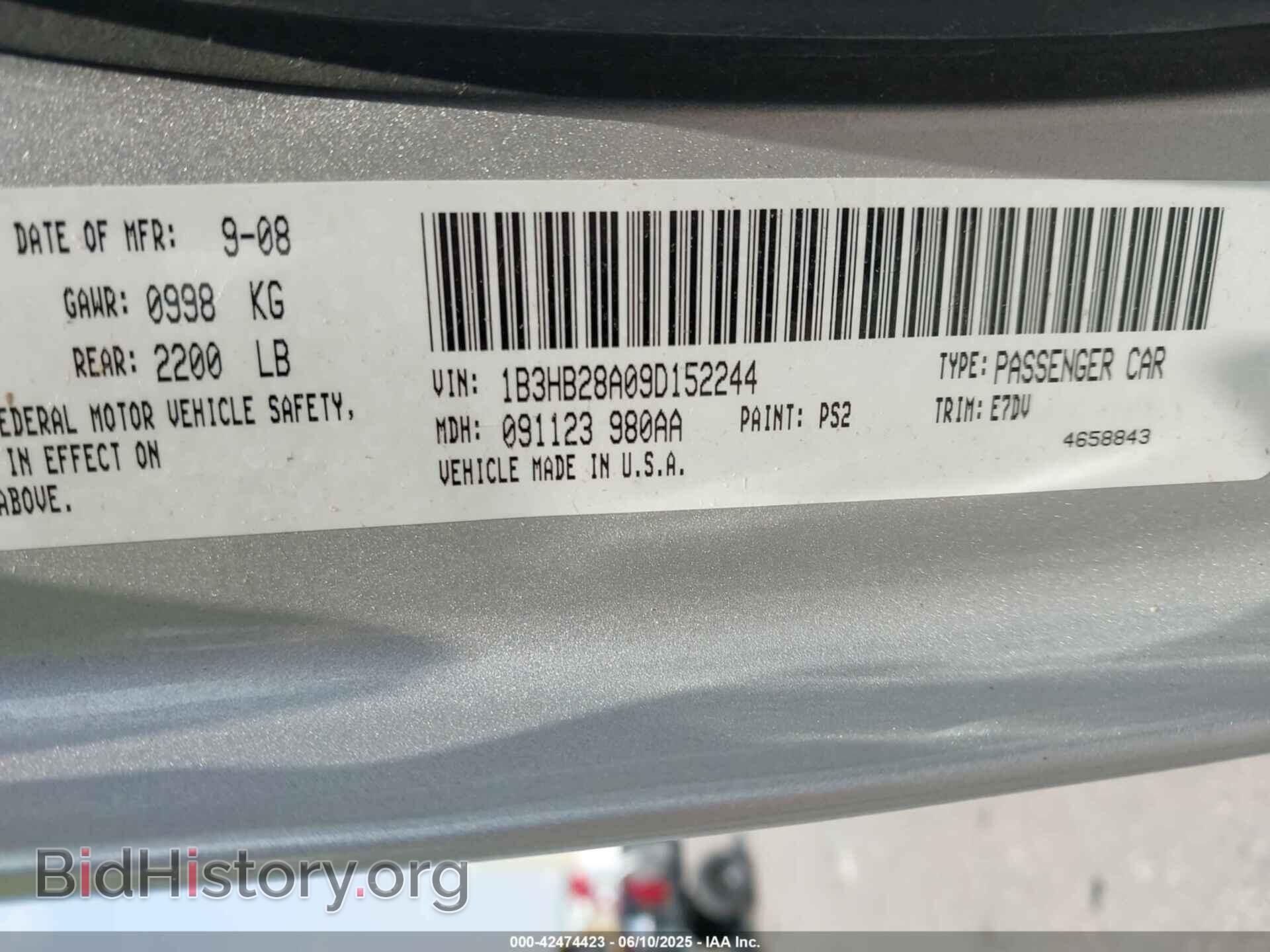 2009 DODGE CALIBER - VIN: 1B3HB28A09D152244 - Фото 9