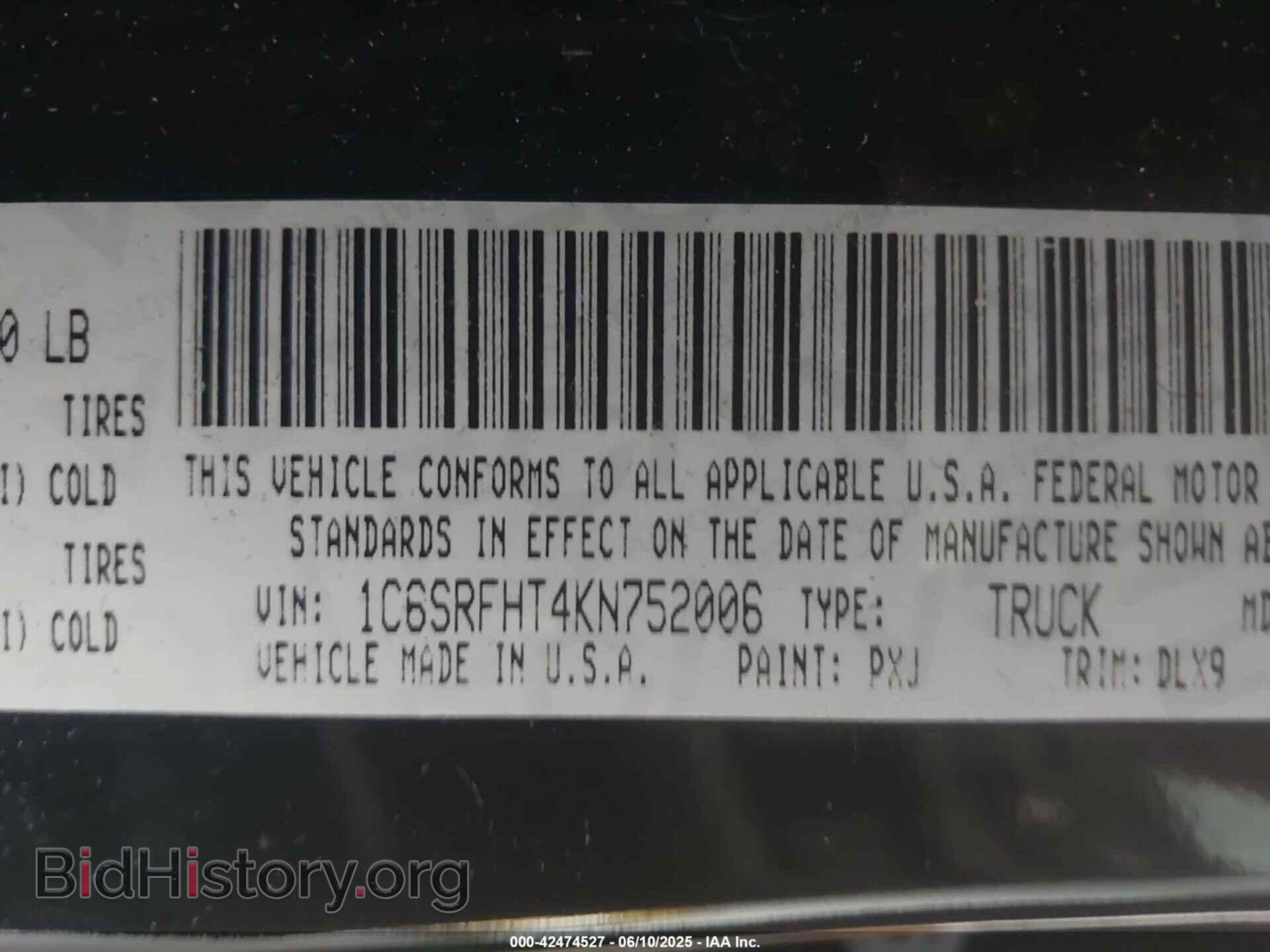 2019 RAM 1500 - VIN: 1C6SRFHT4KN752006 - Фото 9