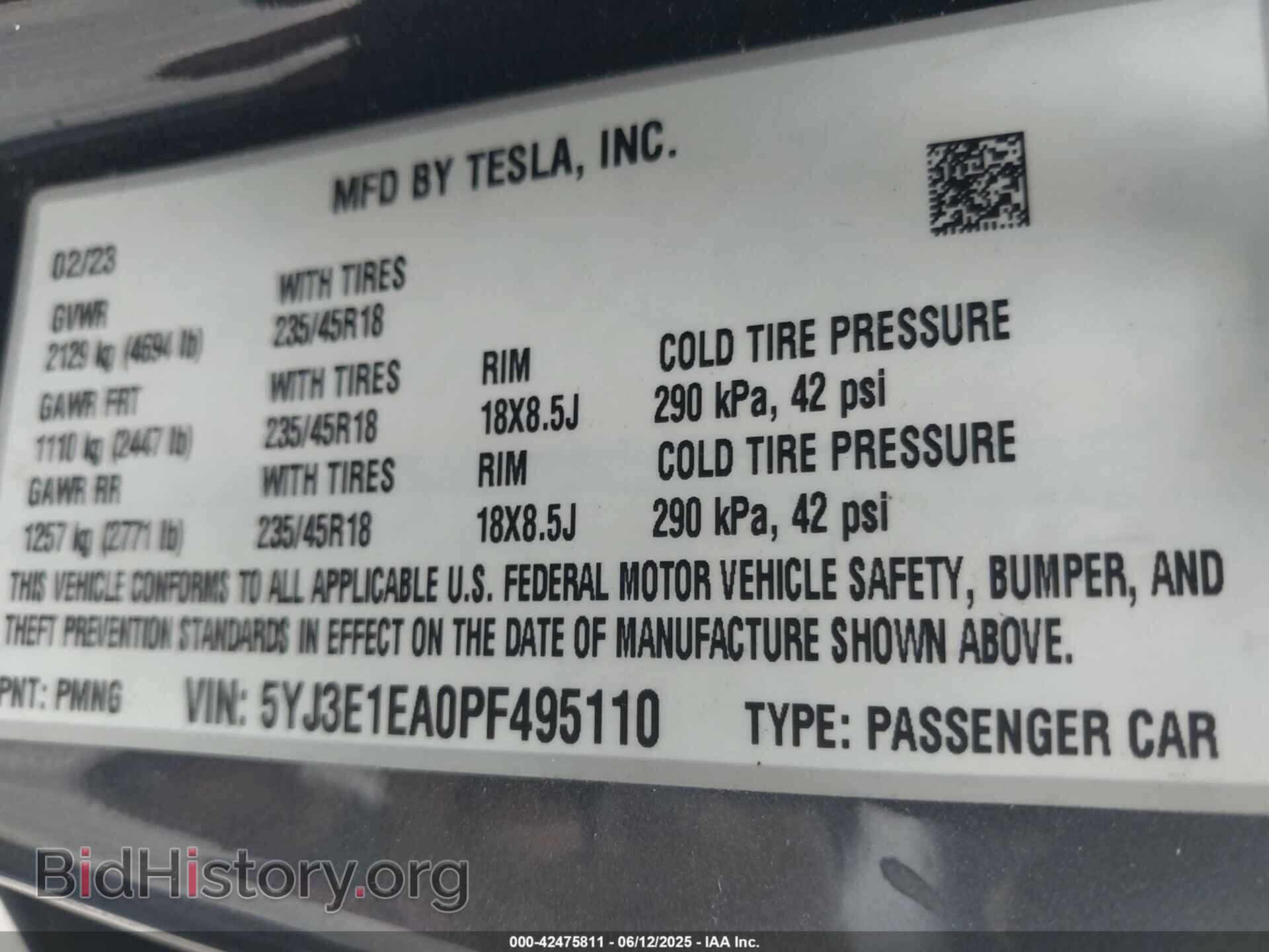 2023 TESLA MODEL 3 - VIN: 5YJ3E1EA0PF495110 - Фото 9