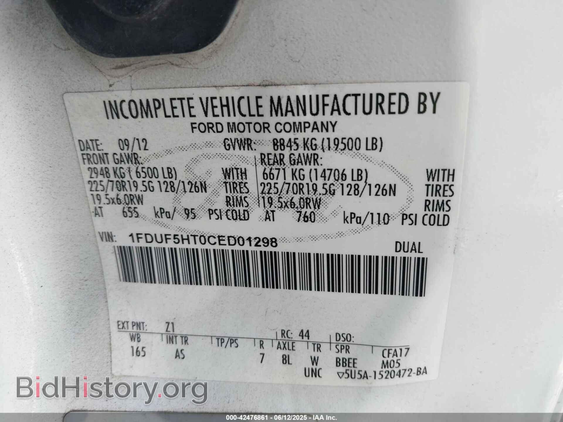 2012 FORD F-550 CHASSIS - VIN: 1FDUF5HT0CED01298 - Photo 9