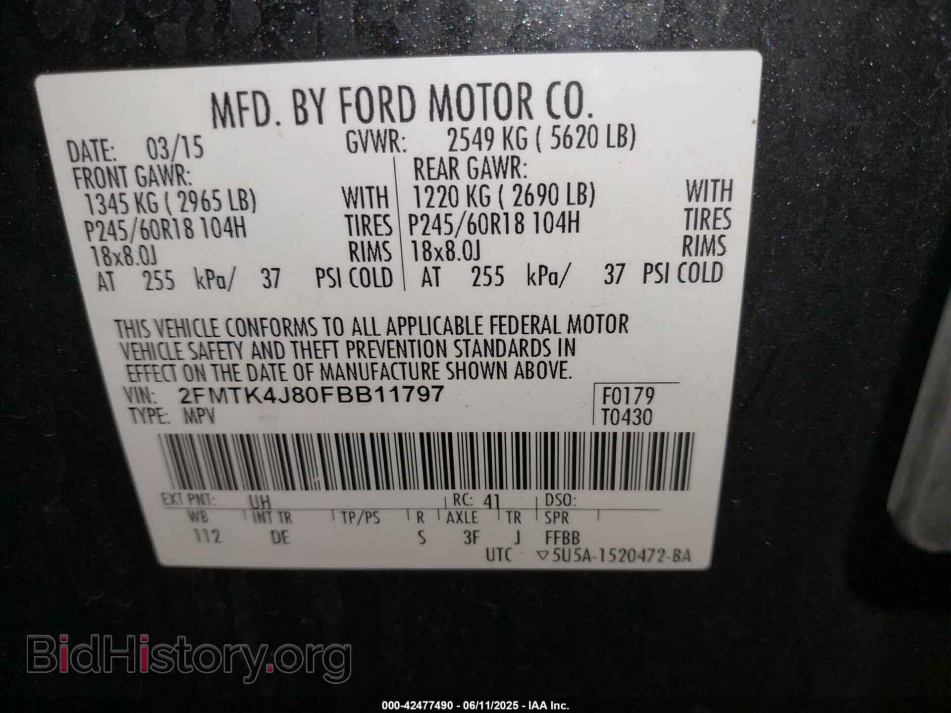 2015 FORD EDGE - VIN: 2FMTK4J80FBB11797 - Photo 9