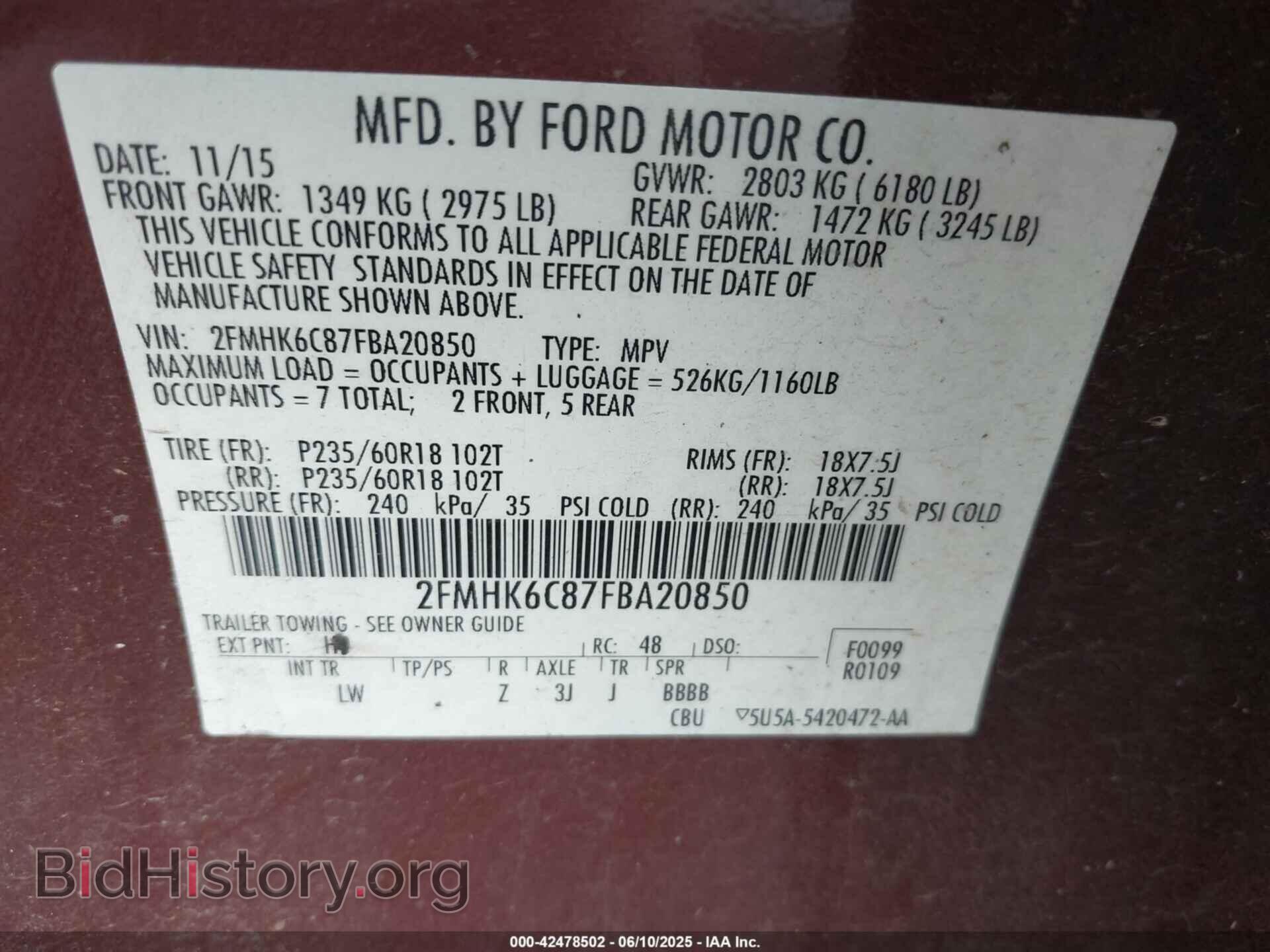2015 FORD FLEX - VIN: 2FMHK6C87FBA20850 - Photo 9