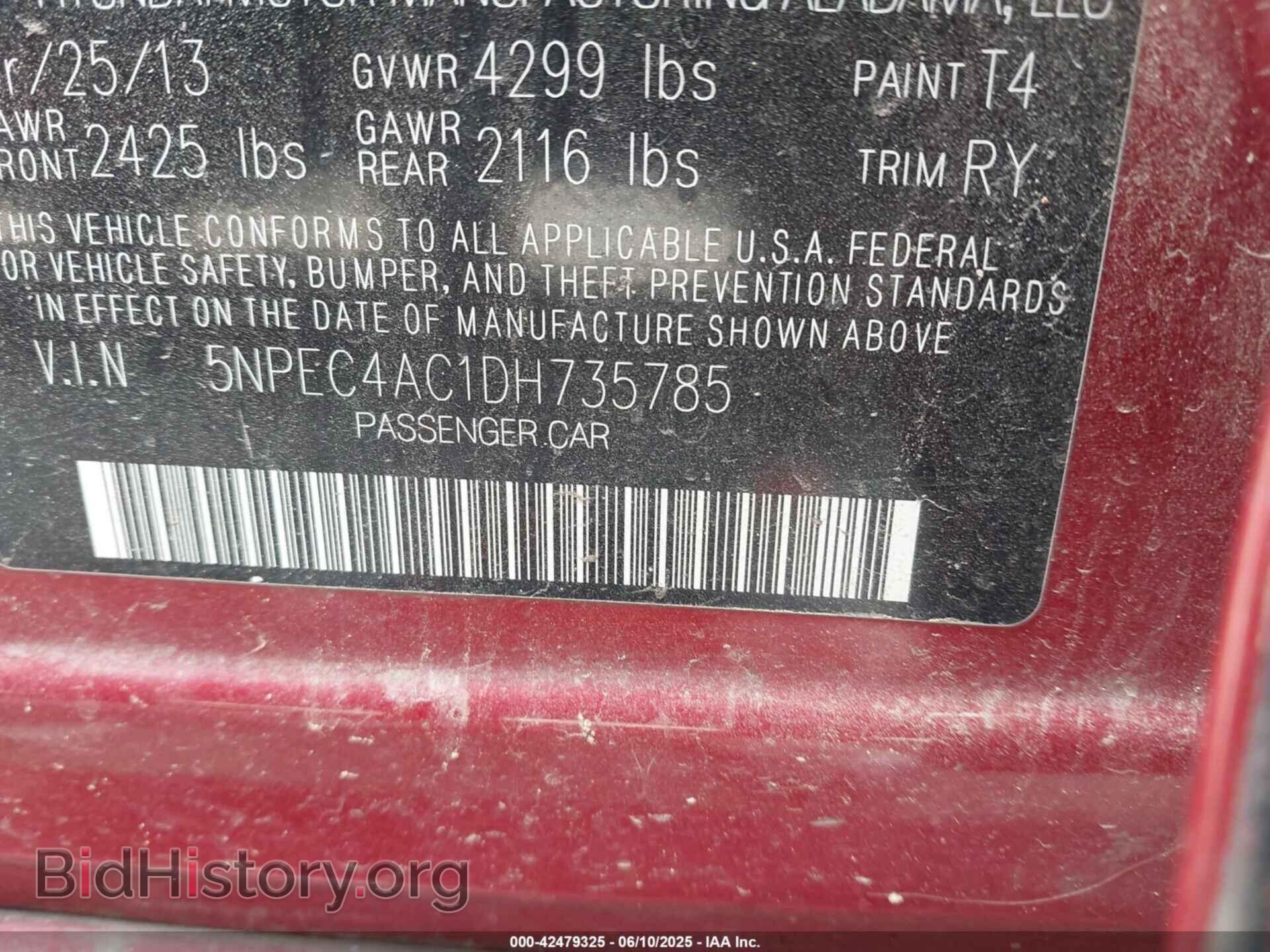 2013 HYUNDAI SONATA - VIN: 5NPEC4AC1DH735785 - Фото 9
