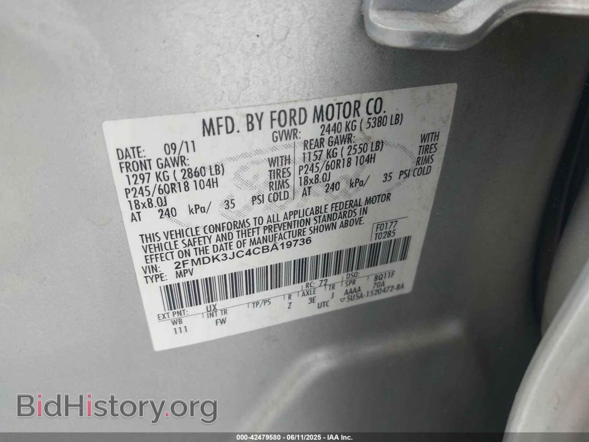 2012 FORD EDGE - VIN: 2FMDK3JC4CBA19736 - Photo 9