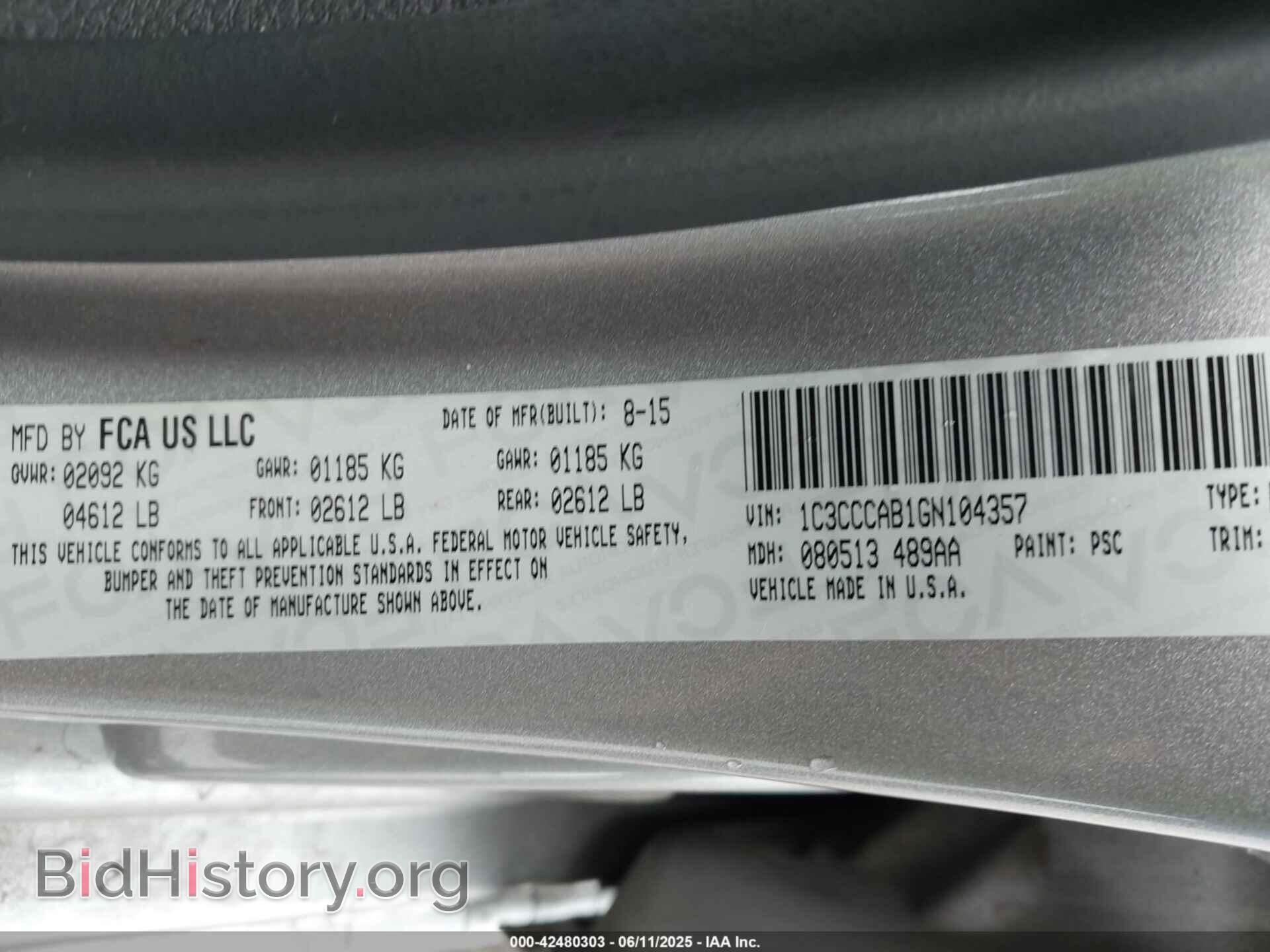 2016 CHRYSLER 200 - VIN: 1C3CCCAB1GN104357 - Фото 9