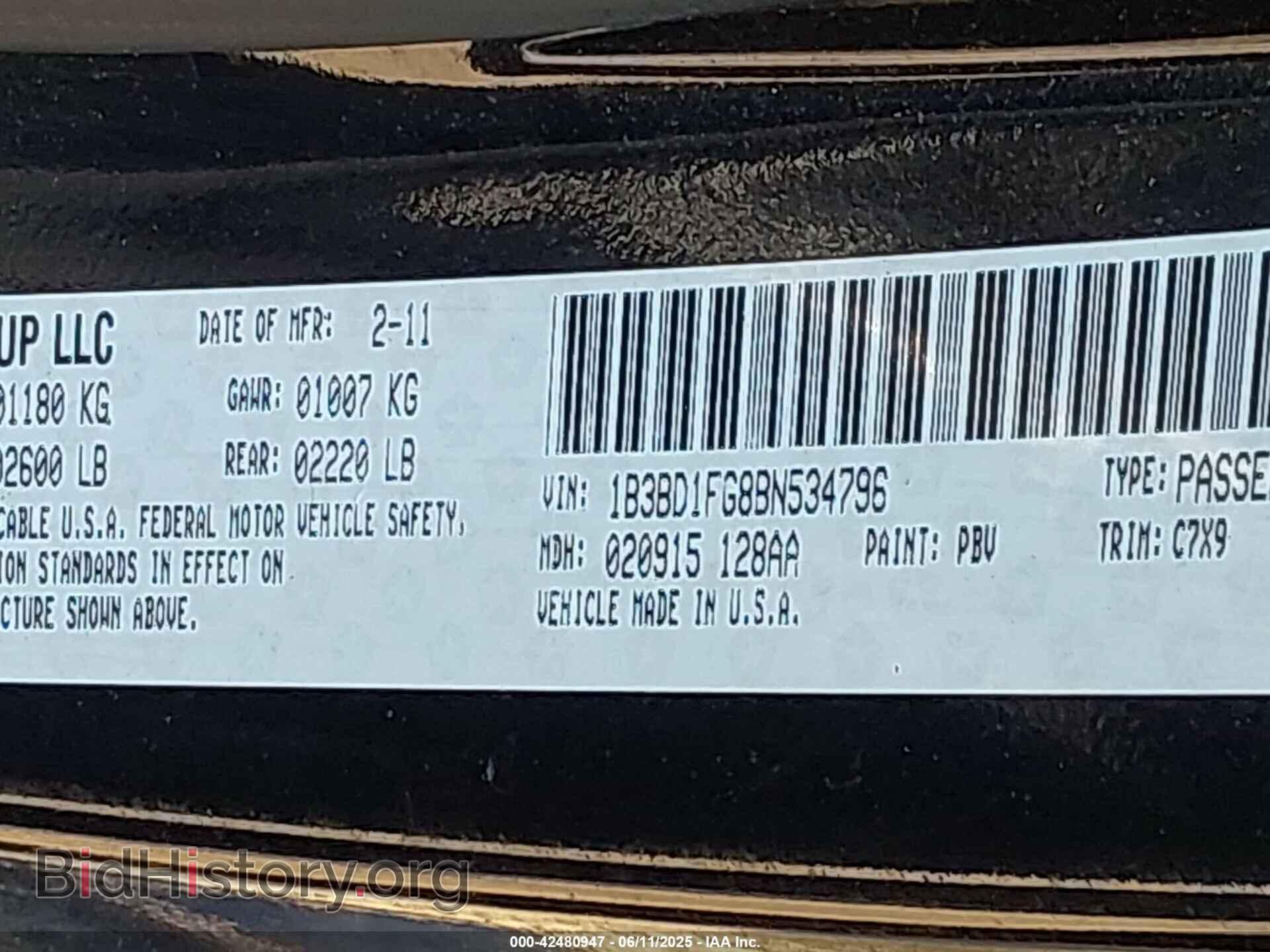 2011 DODGE AVENGER - VIN: 1B3BD1FG8BN534796 - Фото 9