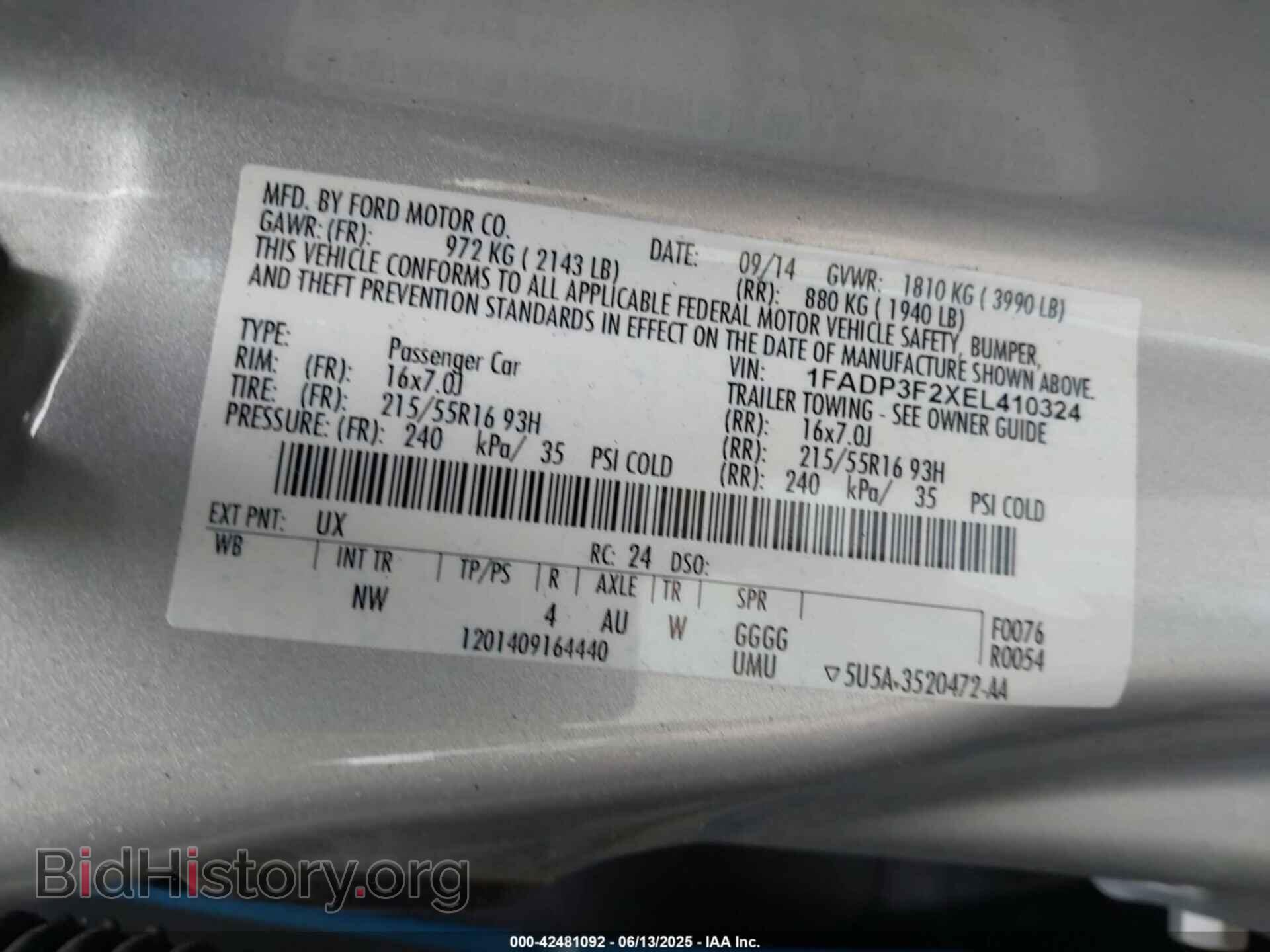 2014 FORD FOCUS - VIN: 1FADP3F2XEL410324 - Photo 9