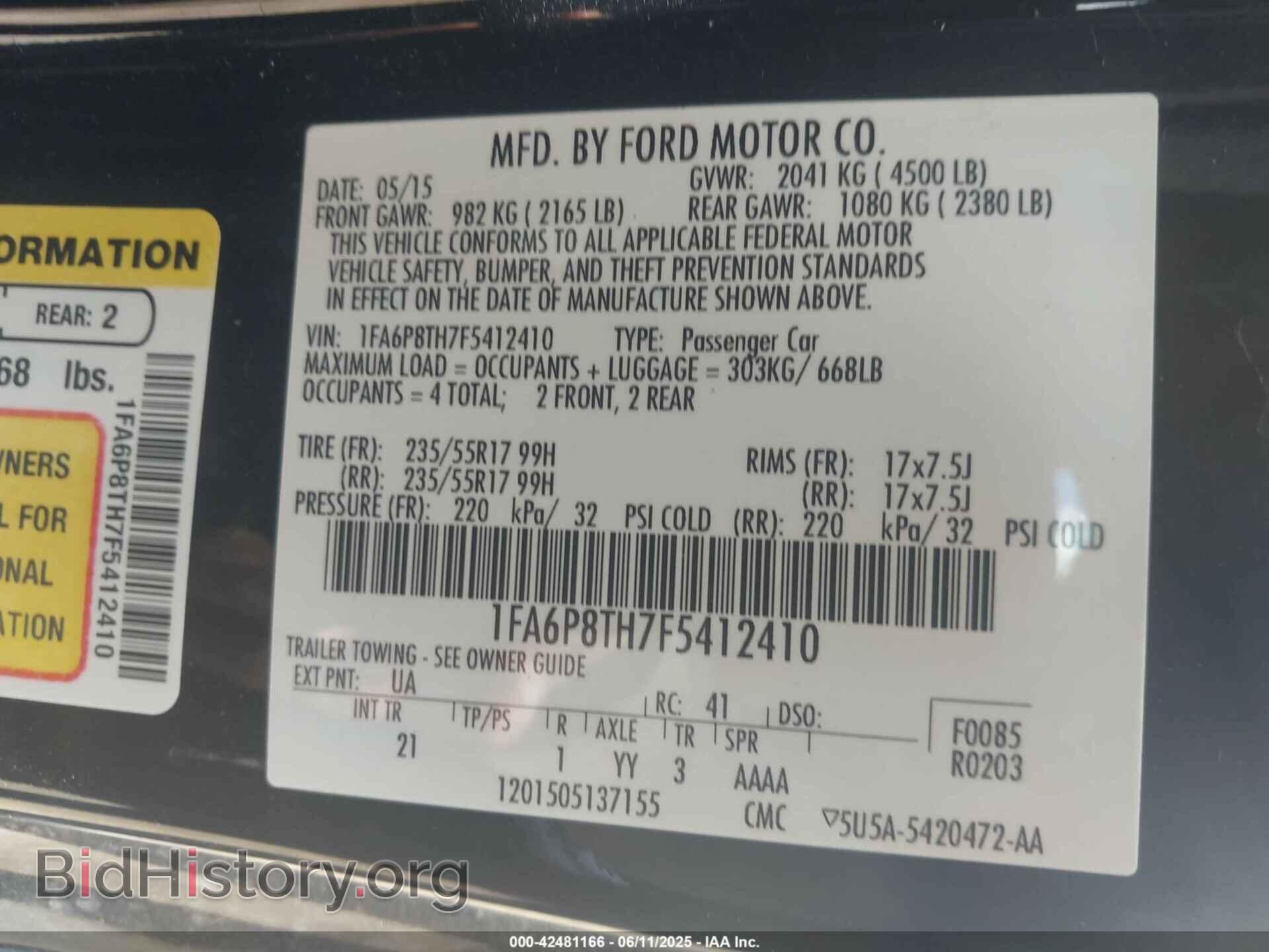 2015 FORD MUSTANG - VIN: 1FA6P8TH7F5412410 - Фото 9