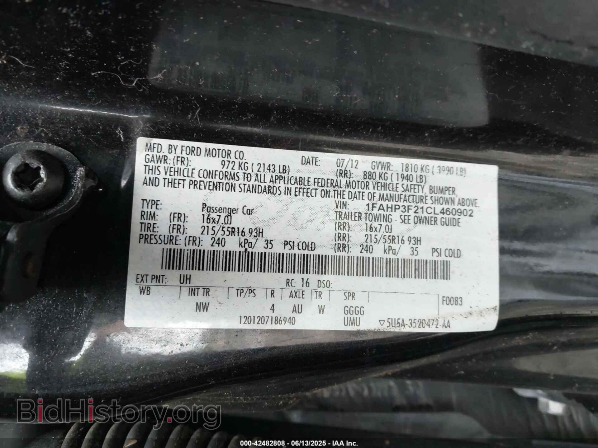 2012 FORD FOCUS - VIN: 1FAHP3F21CL460902 - Фото 9