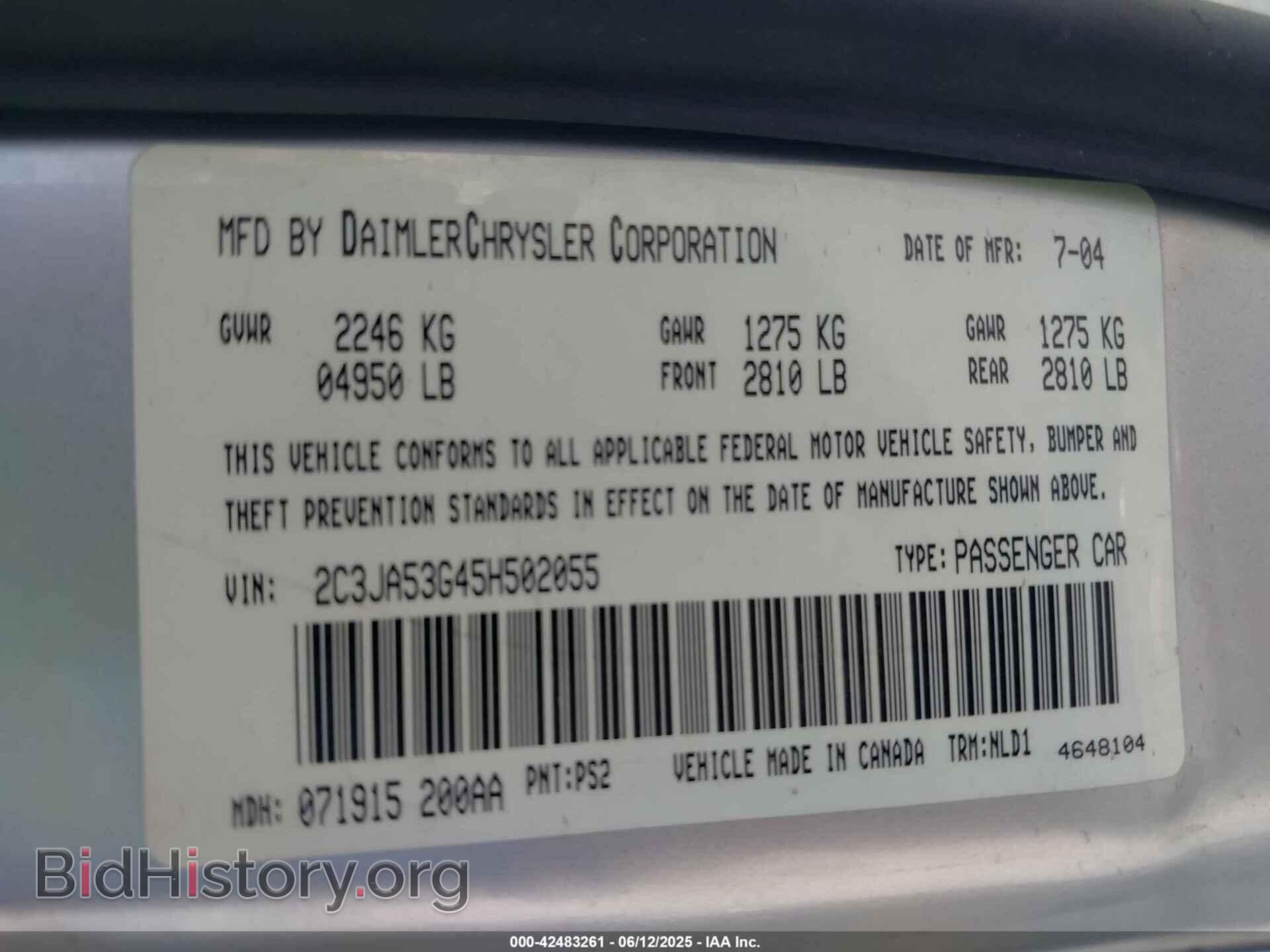 2005 CHRYSLER 300 - VIN: 2C3JA53G45H502055 - Фото 9