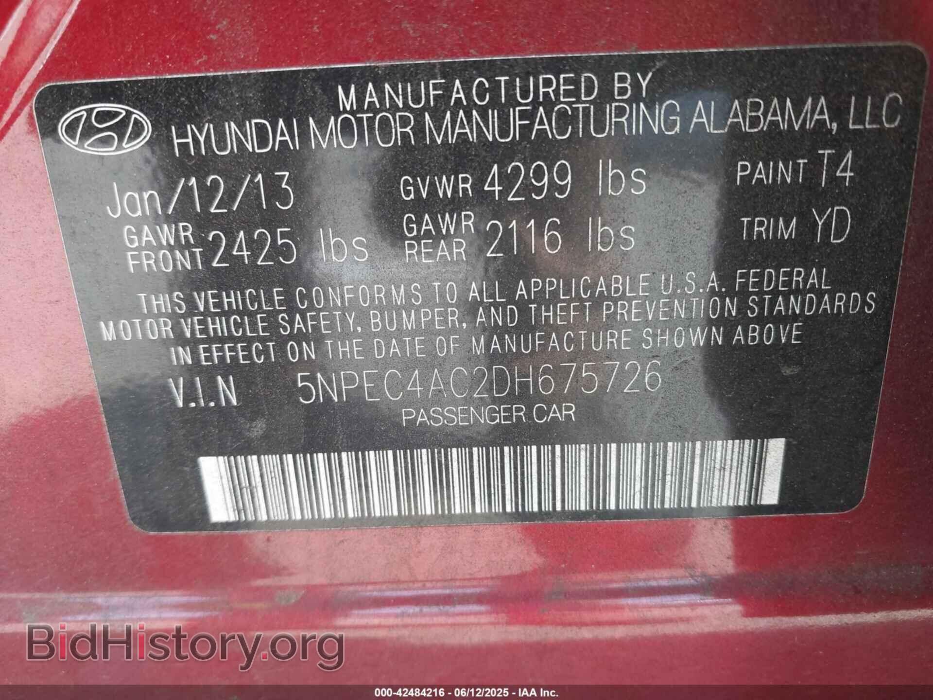 2013 HYUNDAI SONATA - VIN: 5NPEC4AC2DH675726 - Фото 9