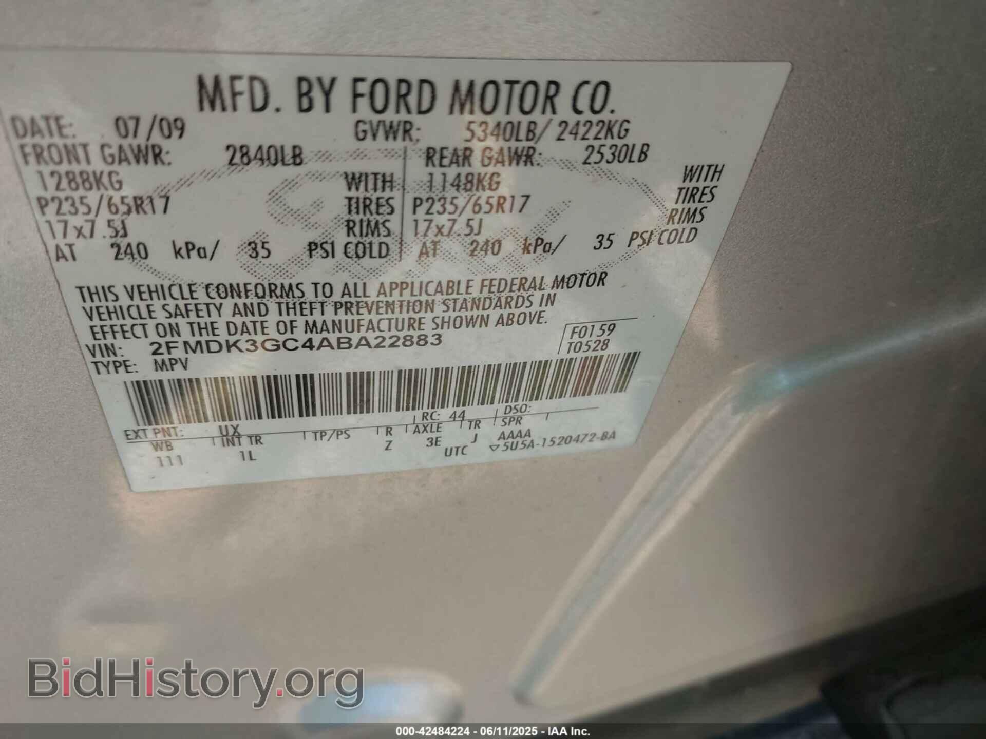 2010 FORD EDGE - VIN: 2FMDK3GC4ABA22883 - Photo 9