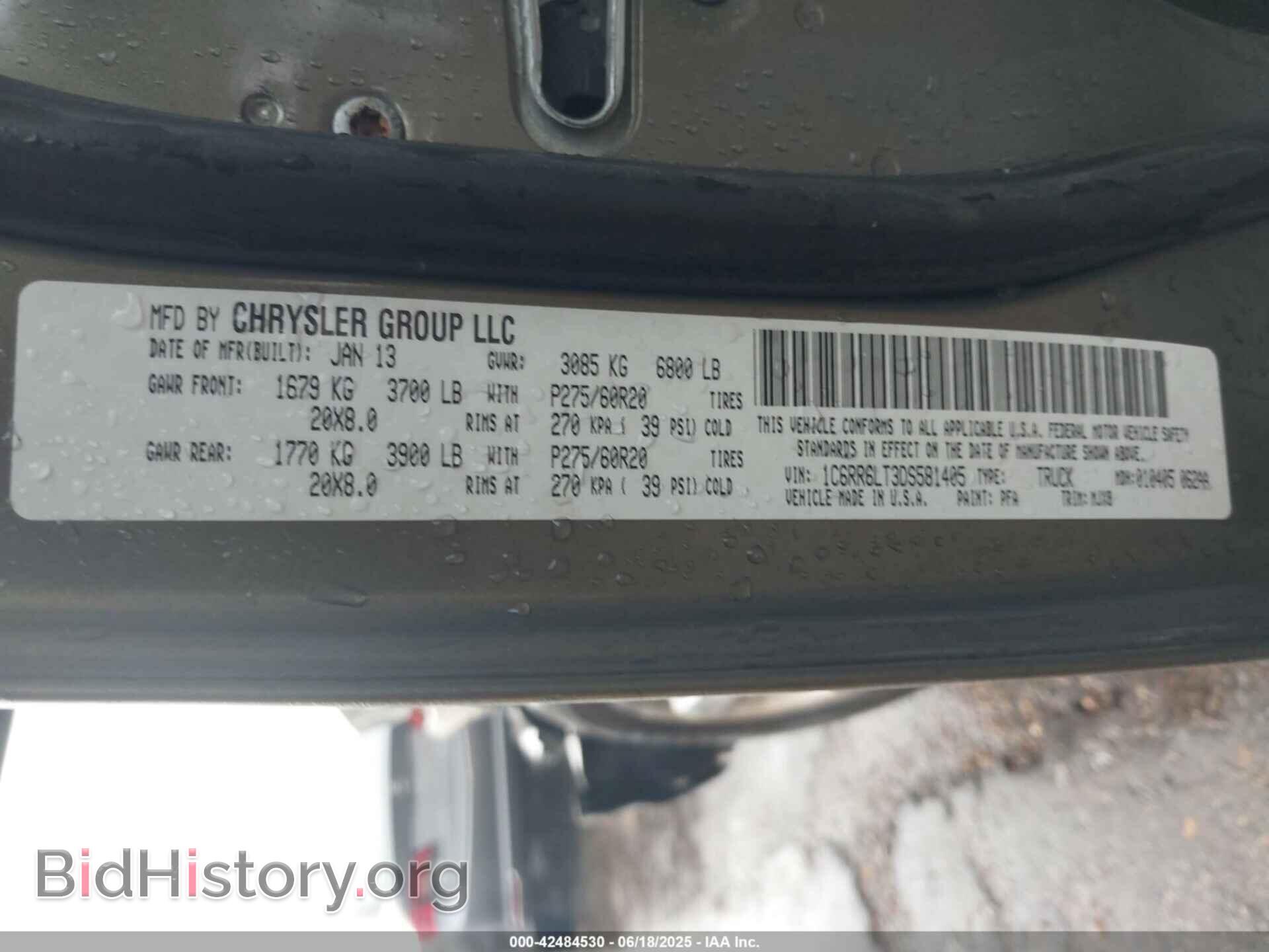 2013 RAM 1500 - VIN: 1C6RR6LT3DS581405 - Фото 9