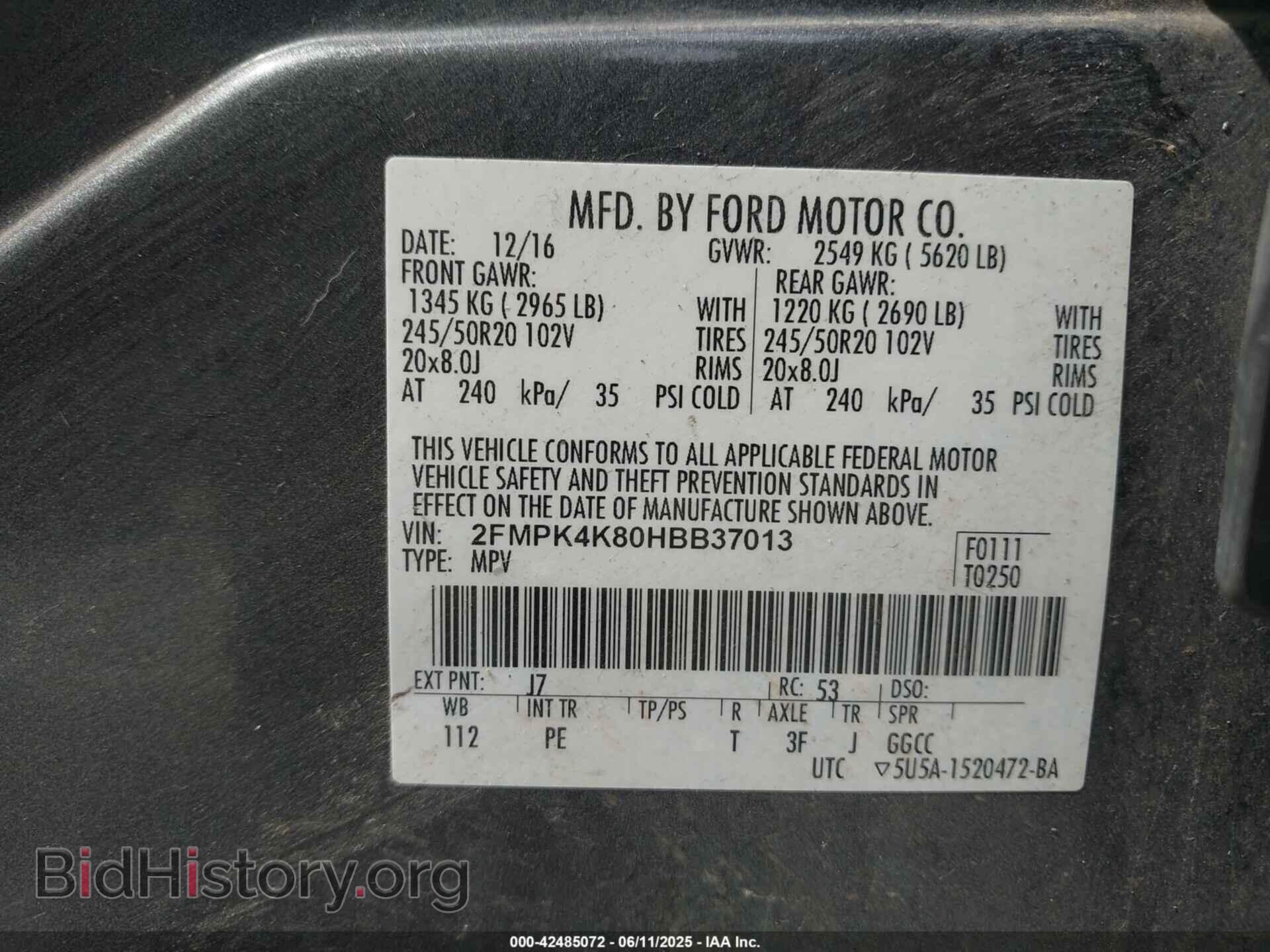 2017 FORD EDGE - VIN: 2FMPK4K80HBB37013 - Фото 9
