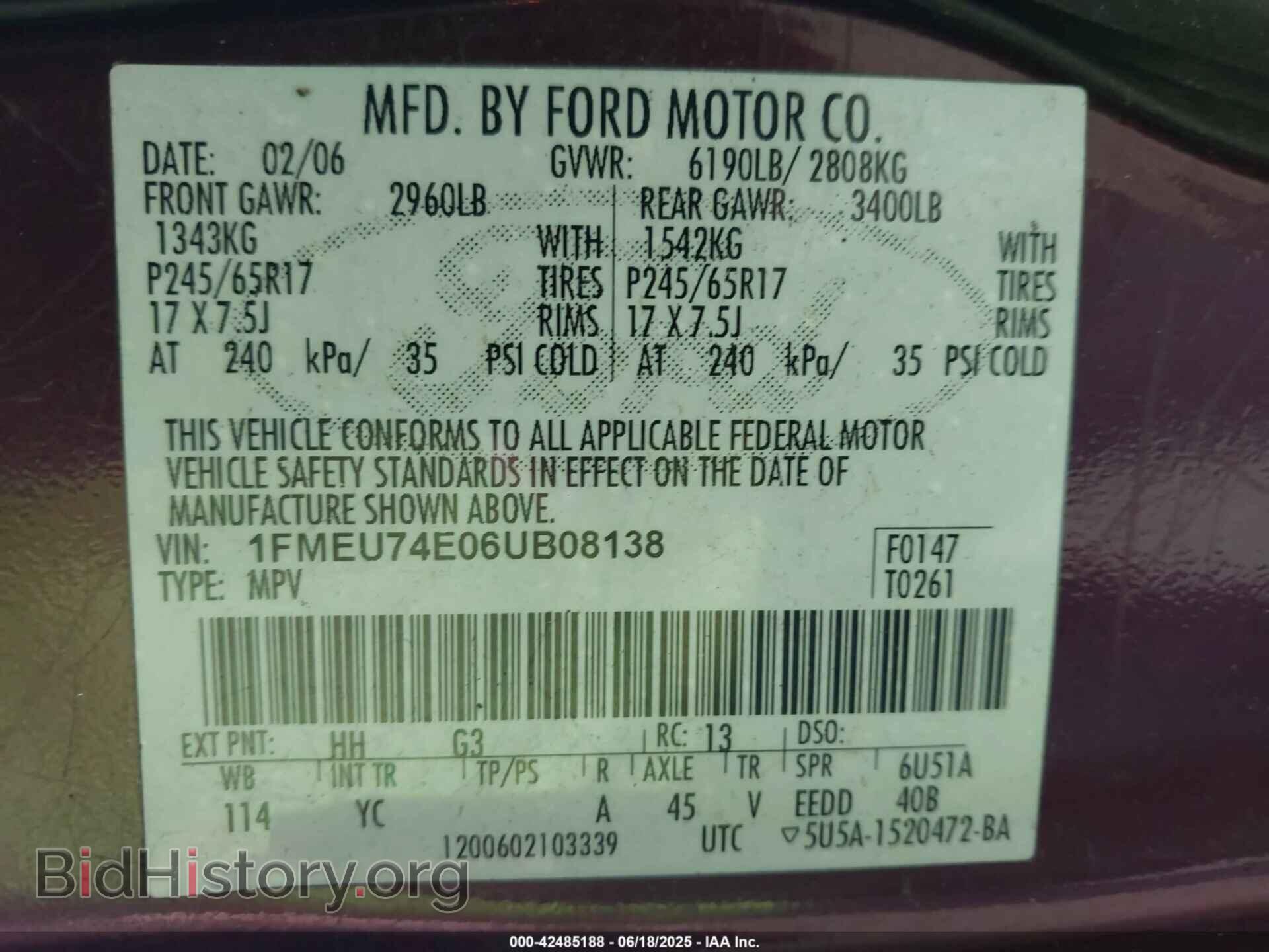 2006 FORD EXPLORER - VIN: 1FMEU74E06UB08138 - Photo 9