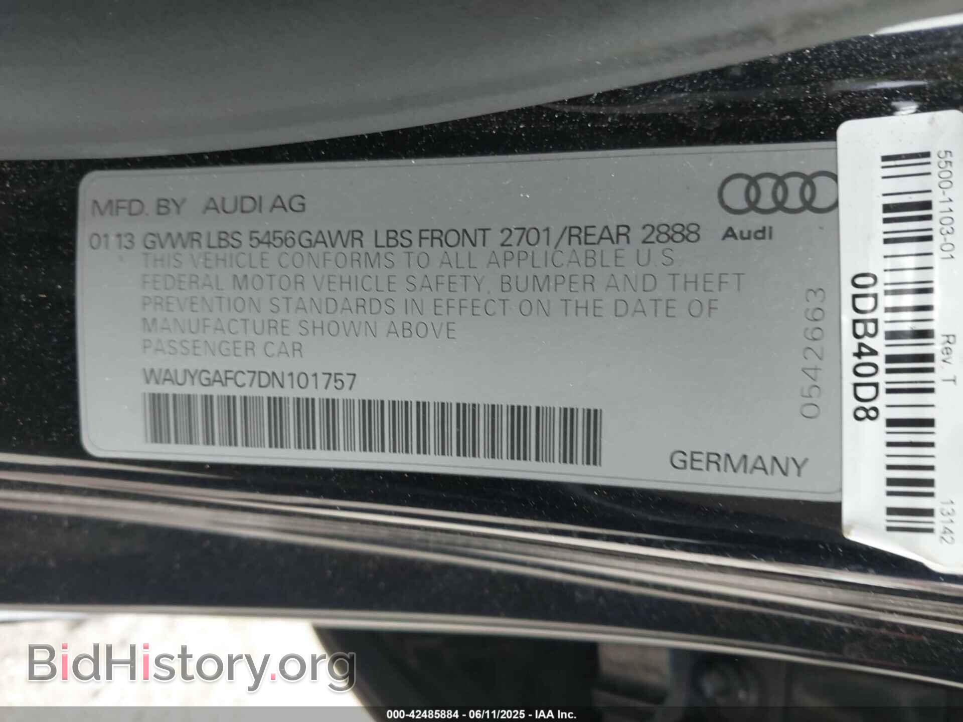 2013 AUDI A7 - VIN: WAUYGAFC7DN101757 - Фото 9
