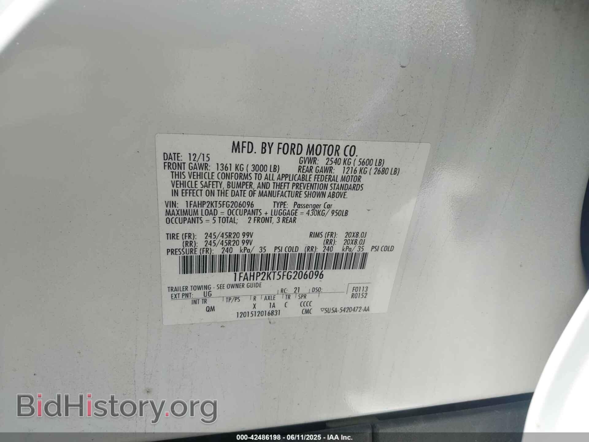2015 FORD TAURUS - VIN: 1FAHP2KT5FG206096 - Фото 9