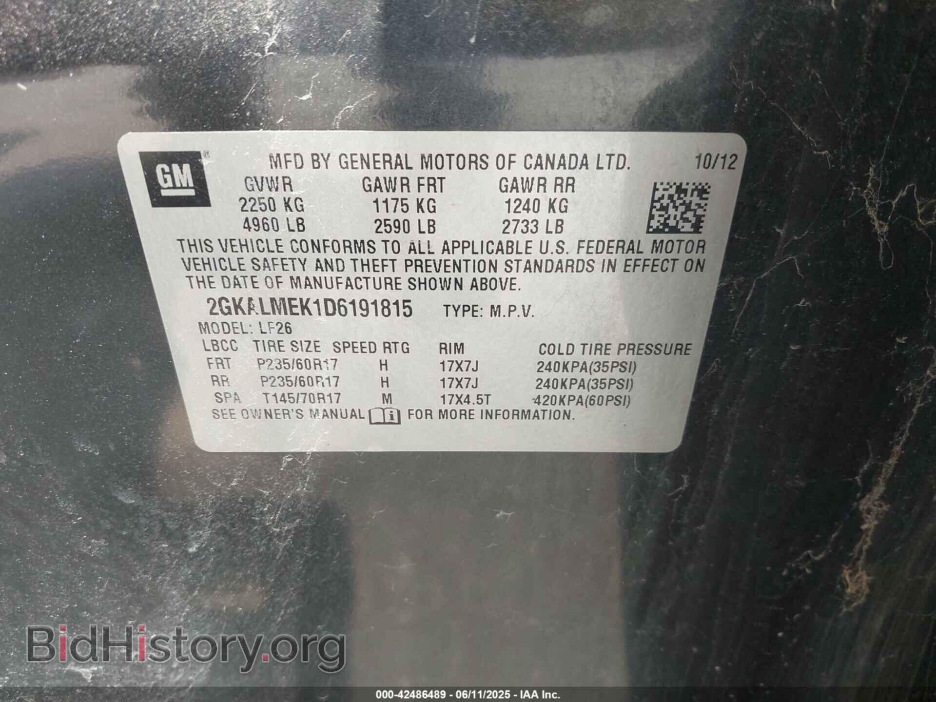 2013 GMC TERRAIN - VIN: 2GKALMEK1D6191815 - Photo 9