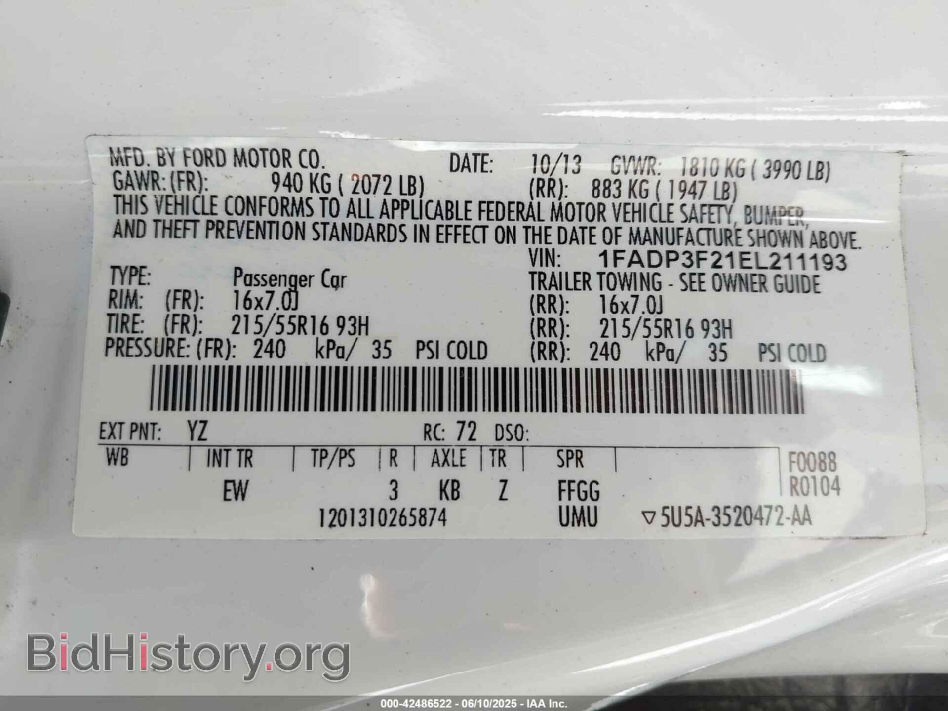 2014 FORD FOCUS - VIN: 1FADP3F21EL211193 - Photo 9