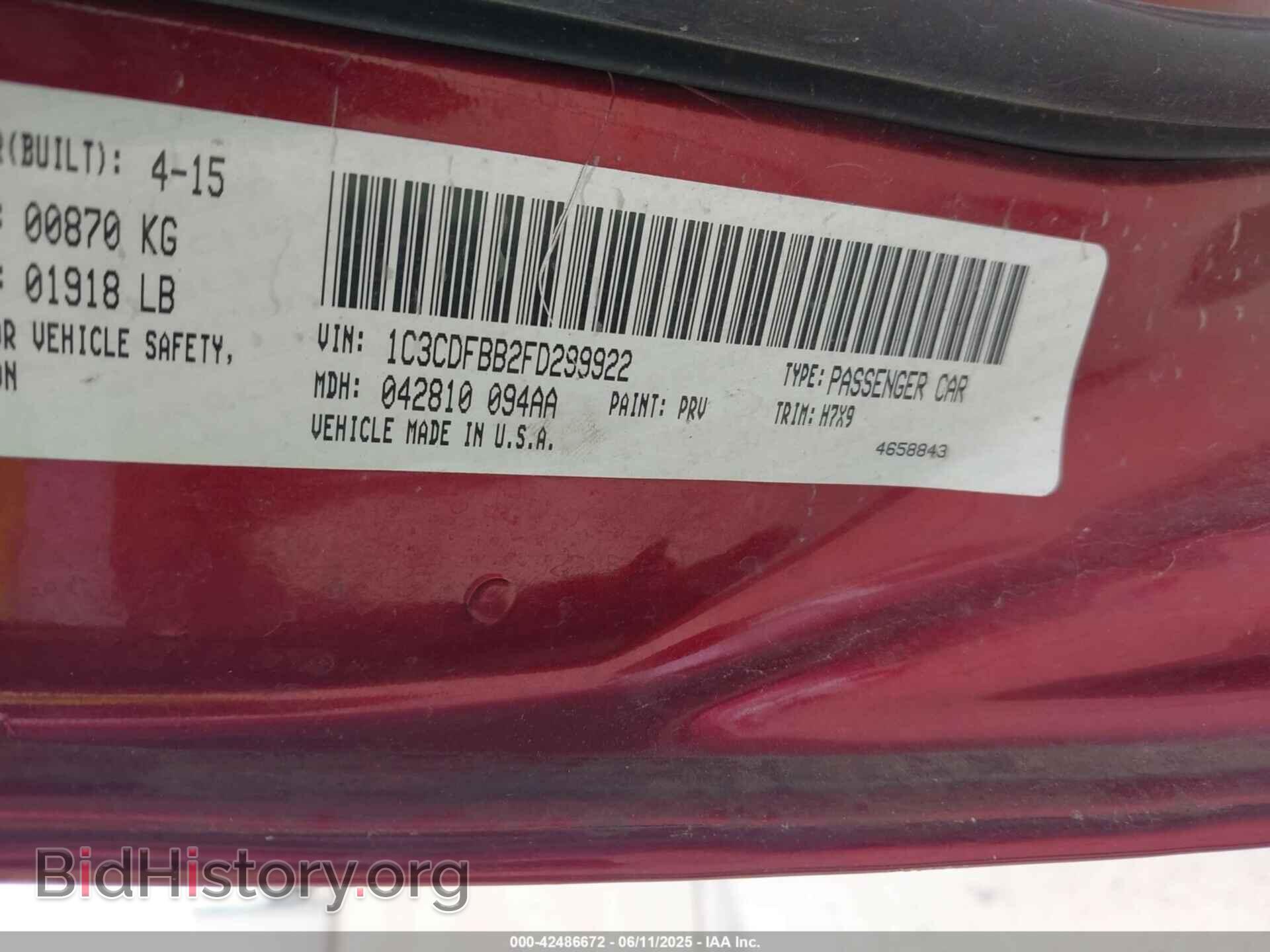 2015 DODGE DART - VIN: 1C3CDFBB2FD299922 - Фото 9