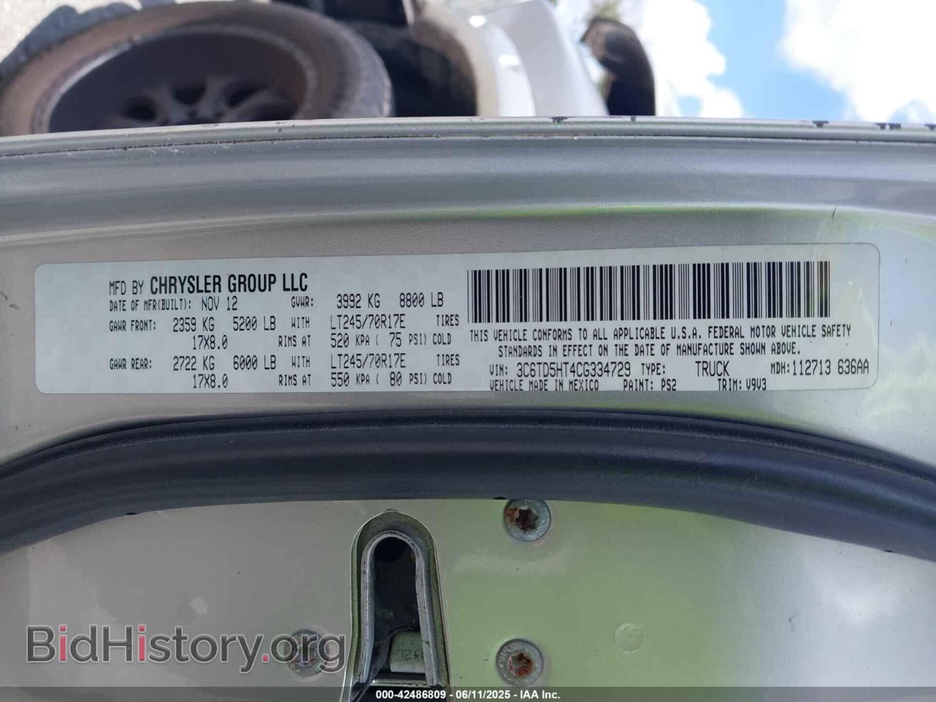 2012 RAM 2500 - VIN: 3C6TD5HT4CG334729 - Фото 9