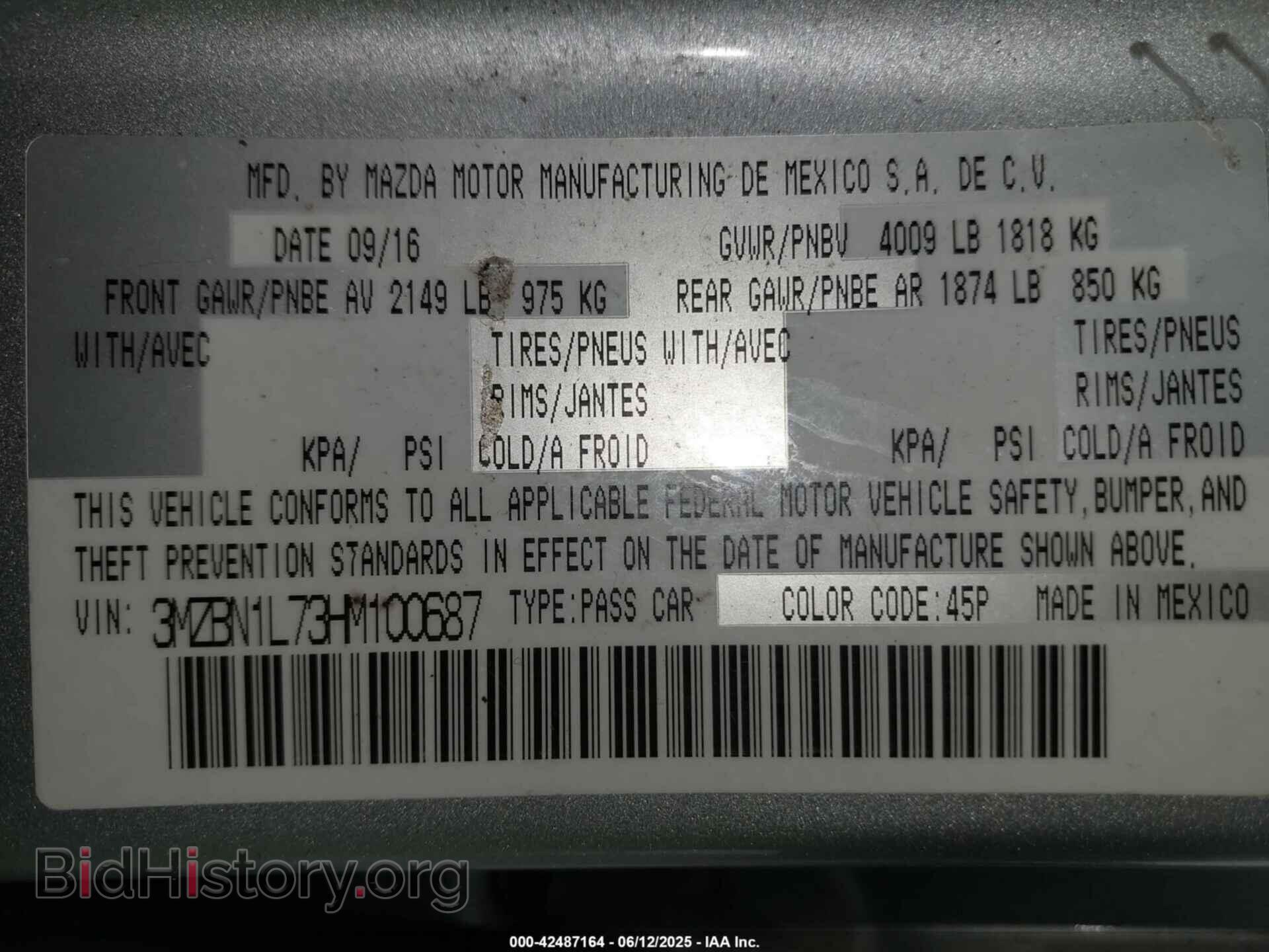 2017 MAZDA MAZDA3 - VIN: 3MZBN1L73HM100687 - Фото 9