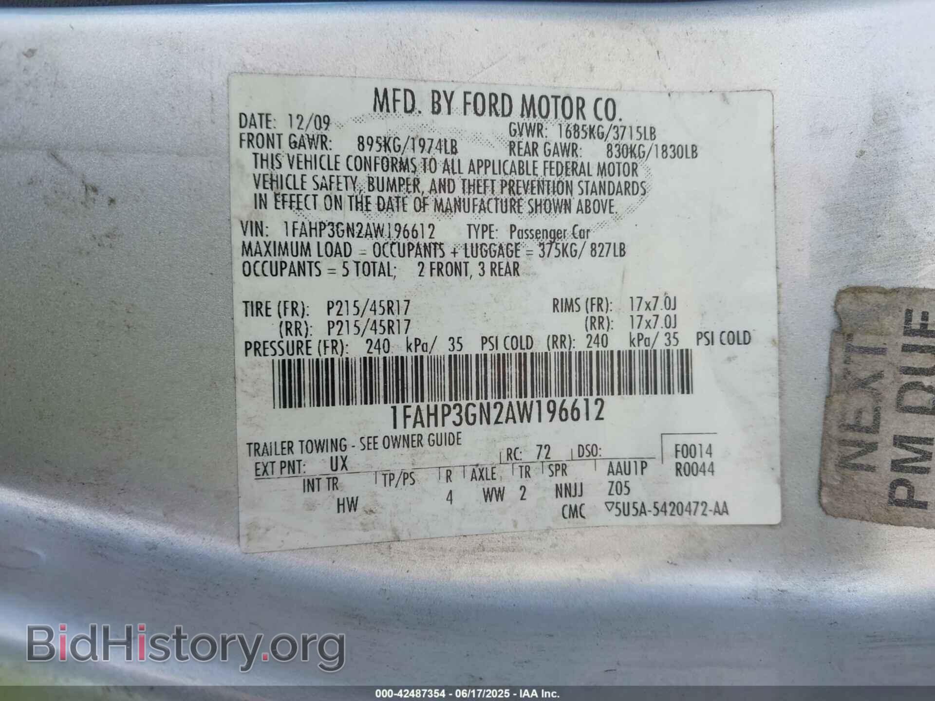 2010 FORD FOCUS - VIN: 1FAHP3GN2AW196612 - Фото 9