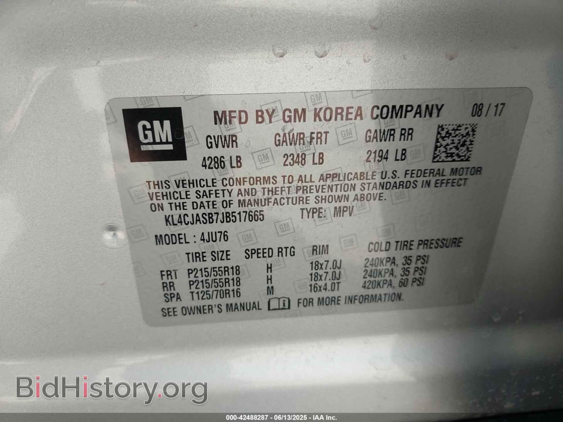 2018 BUICK ENCORE - VIN: KL4CJASB7JB517665 - Фото 9