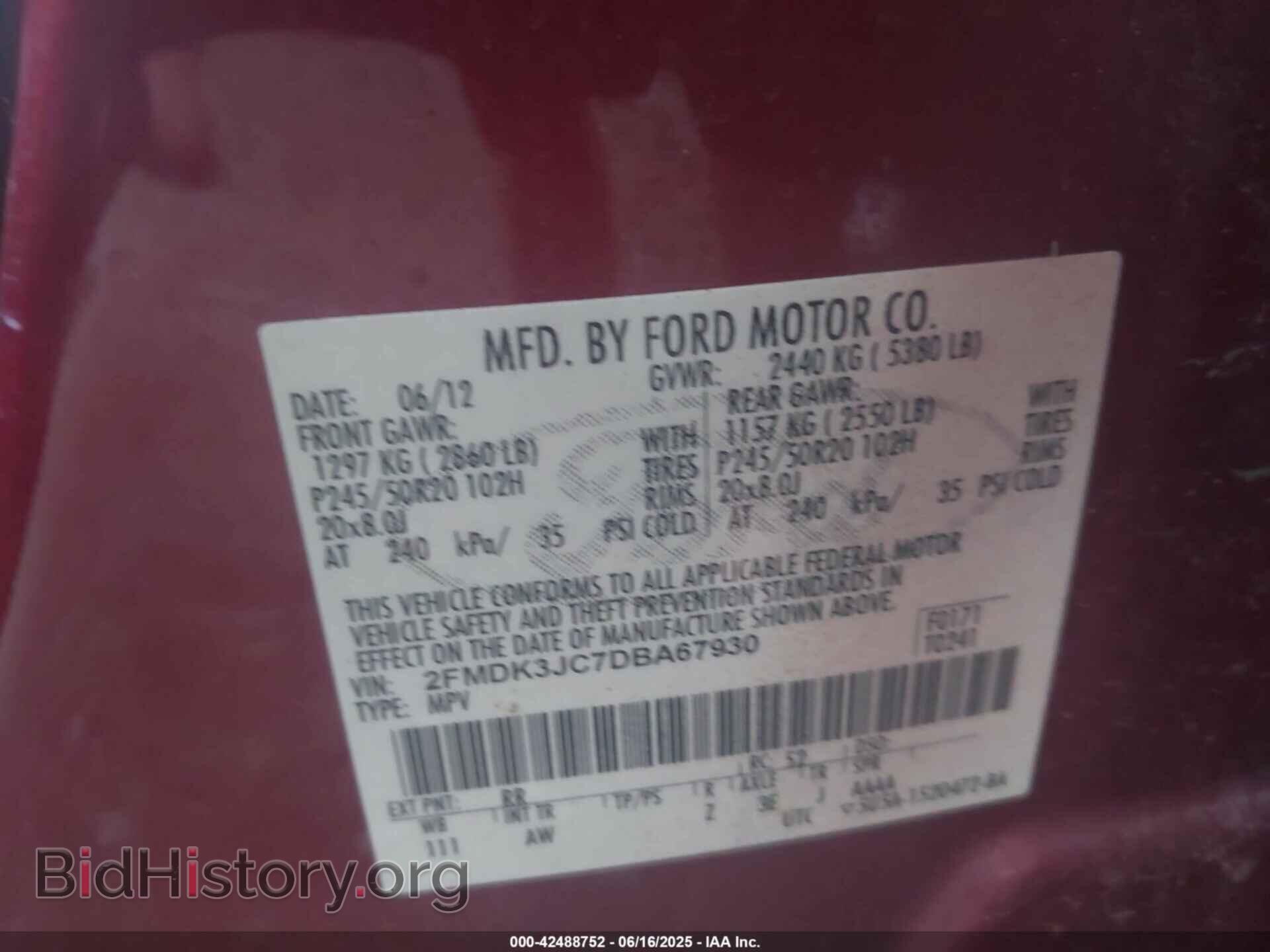 2013 FORD EDGE - VIN: 2FMDK3JC7DBA67930 - Фото 9