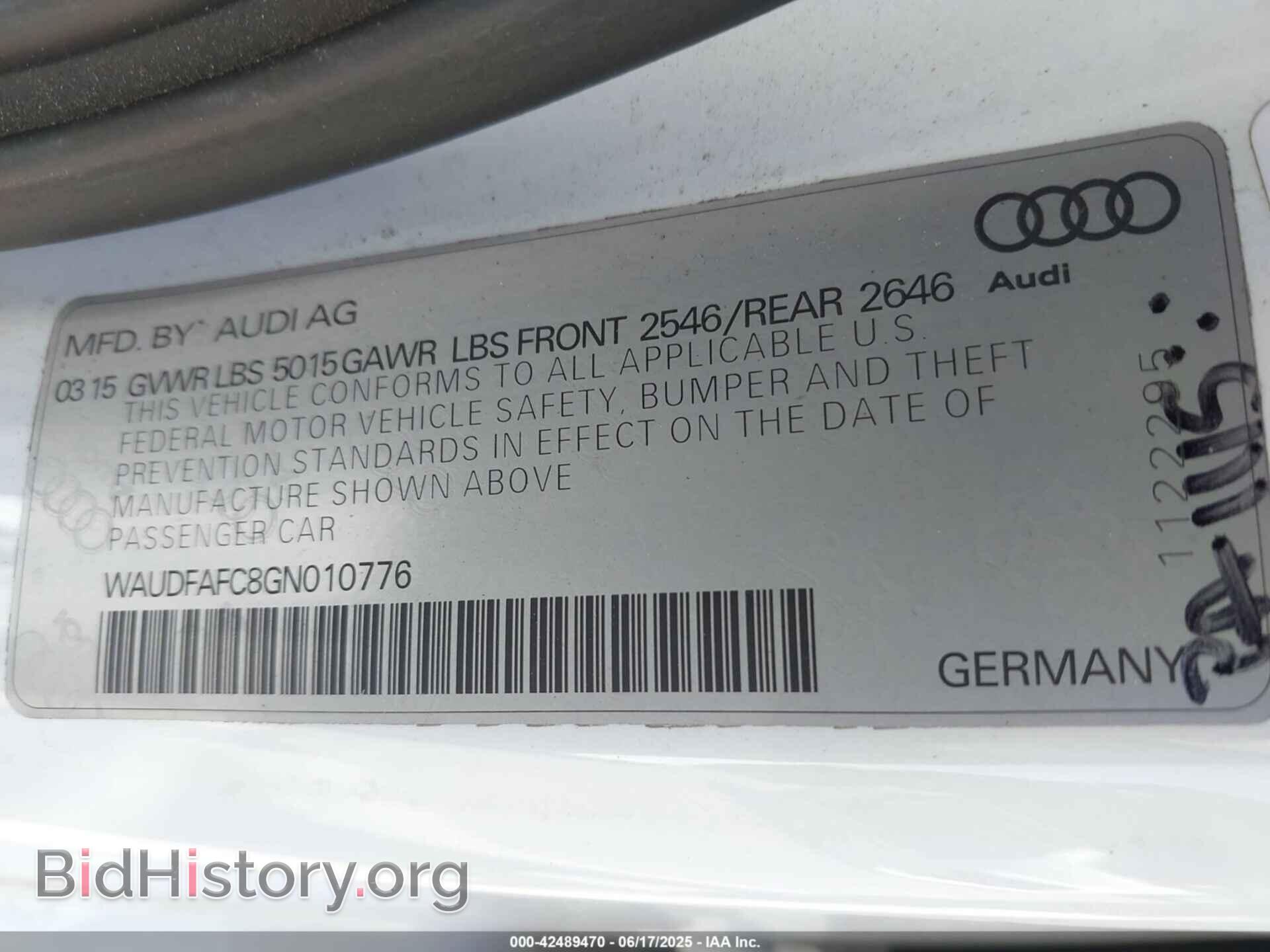 2016 AUDI A6 - VIN: WAUDFAFC8GN010776 - Фото 9