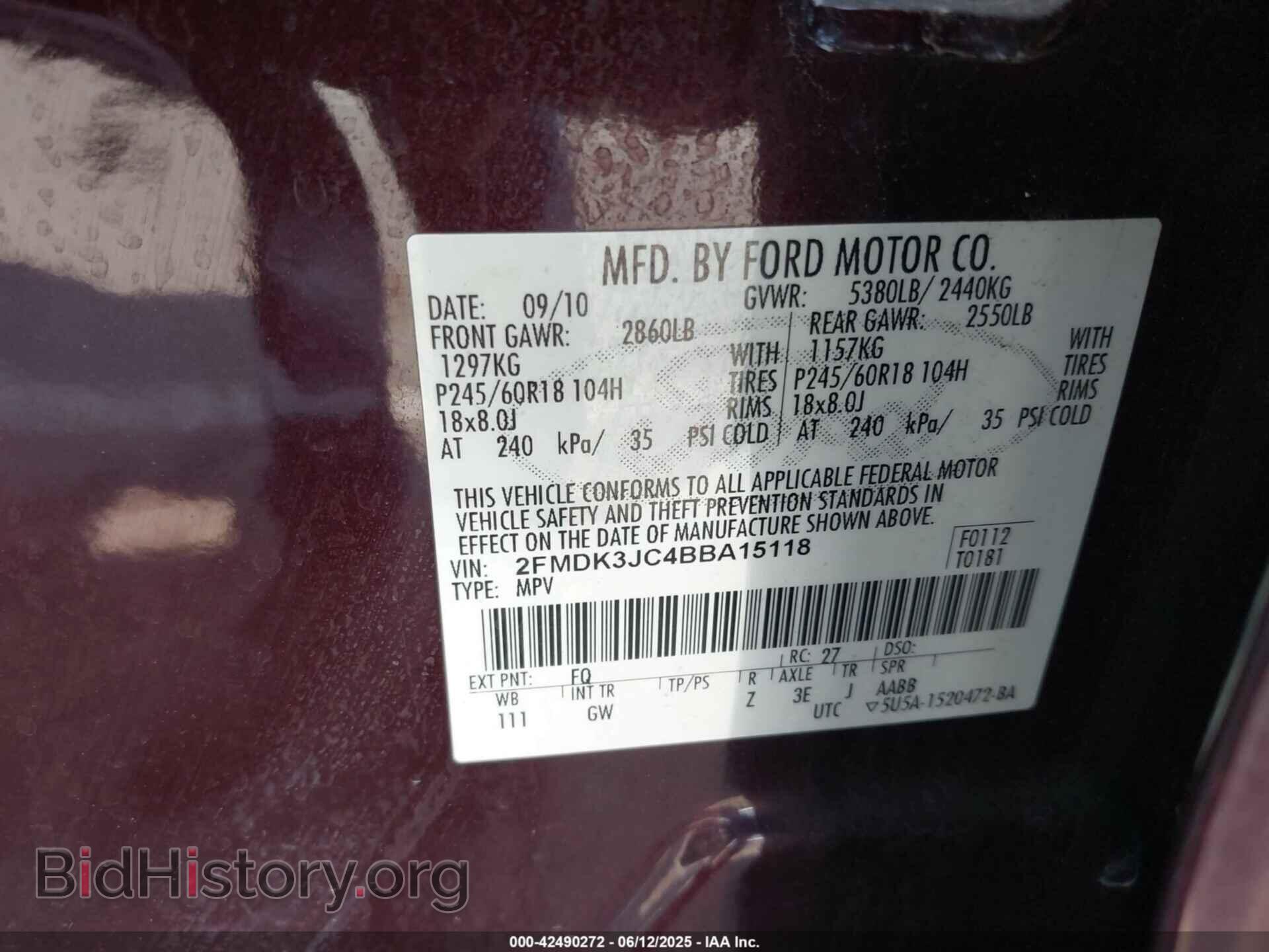 2011 FORD EDGE - VIN: 2FMDK3JC4BBA15118 - Фото 9