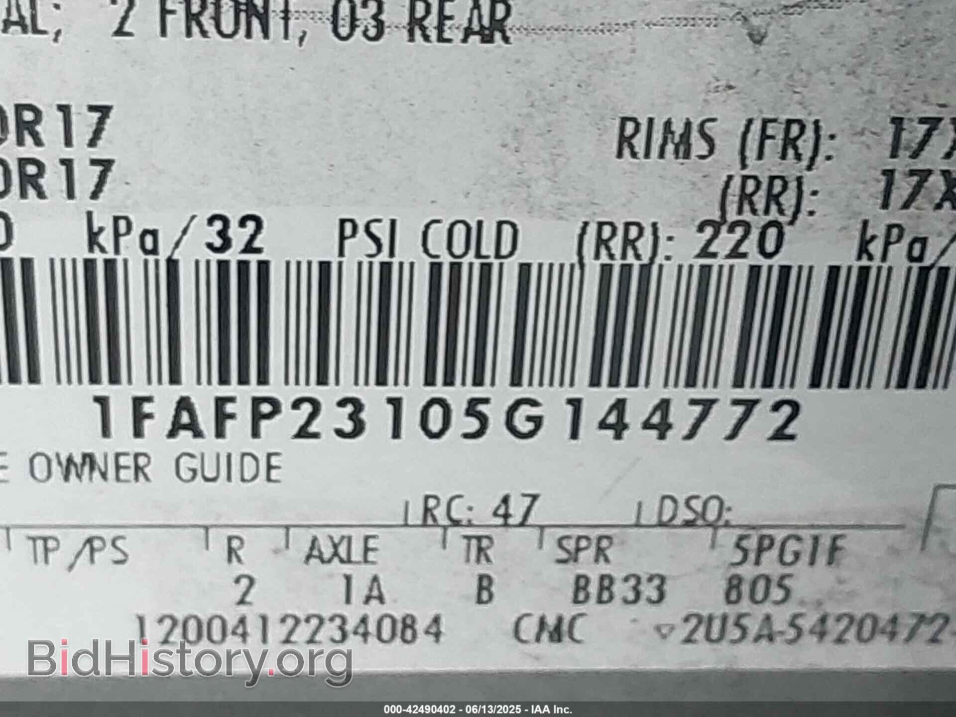 2005 FORD FIVE HUNDRED - VIN: 1FAFP23105G144772 - Фото 9