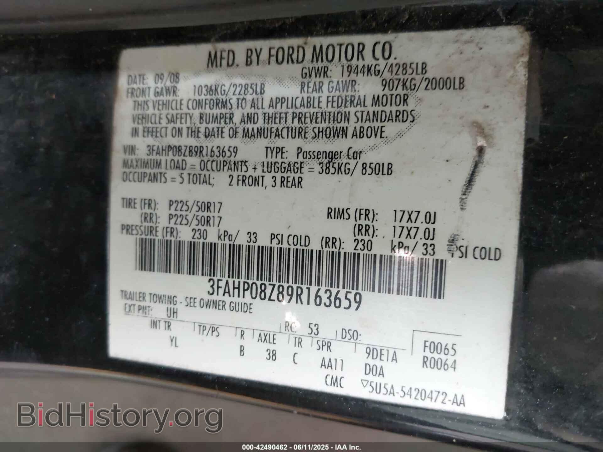 2009 FORD FUSION - VIN: 3FAHP08Z89R163659 - Фото 9