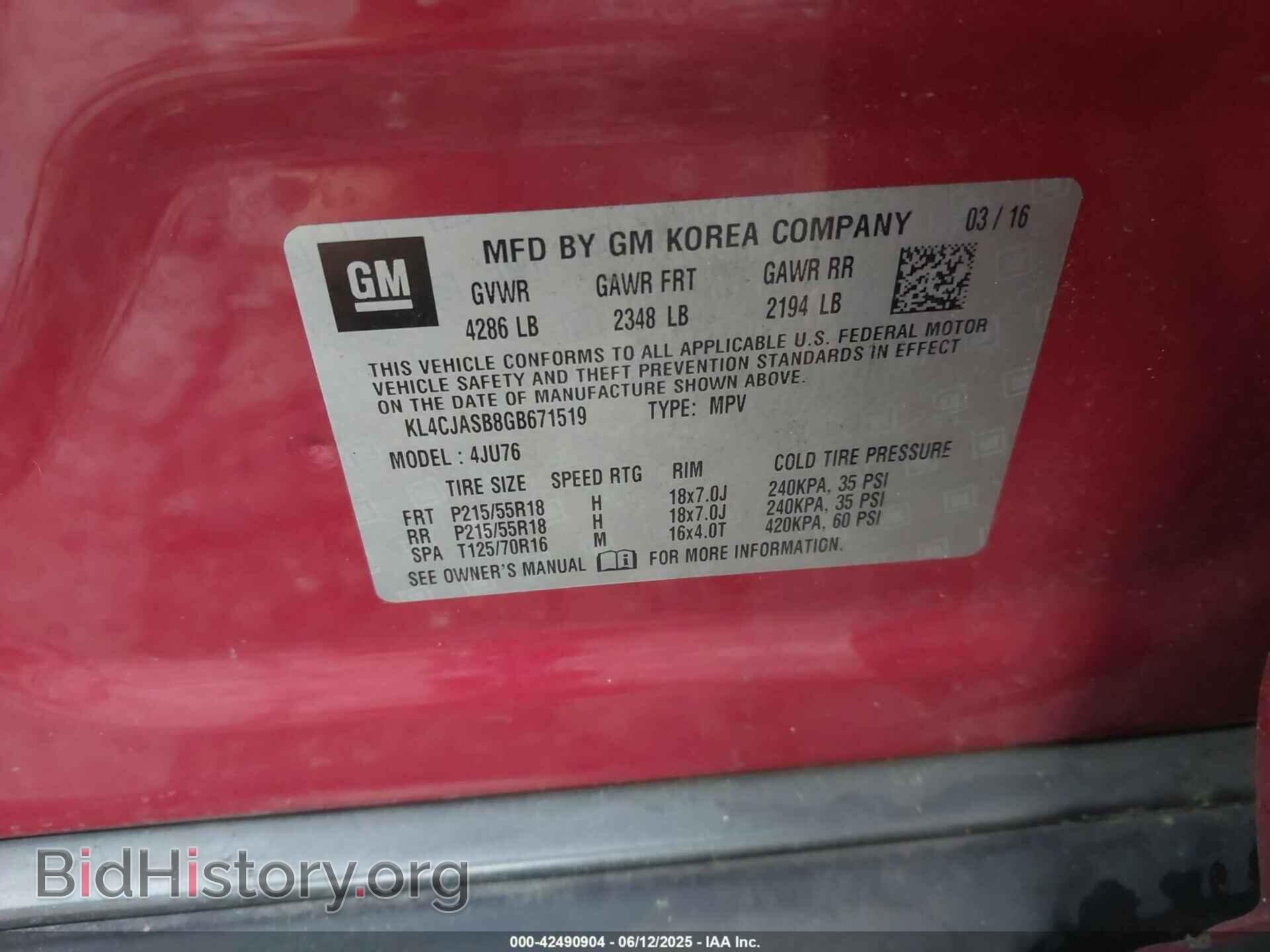2016 BUICK ENCORE - VIN: KL4CJASB8GB671519 - Фото 9