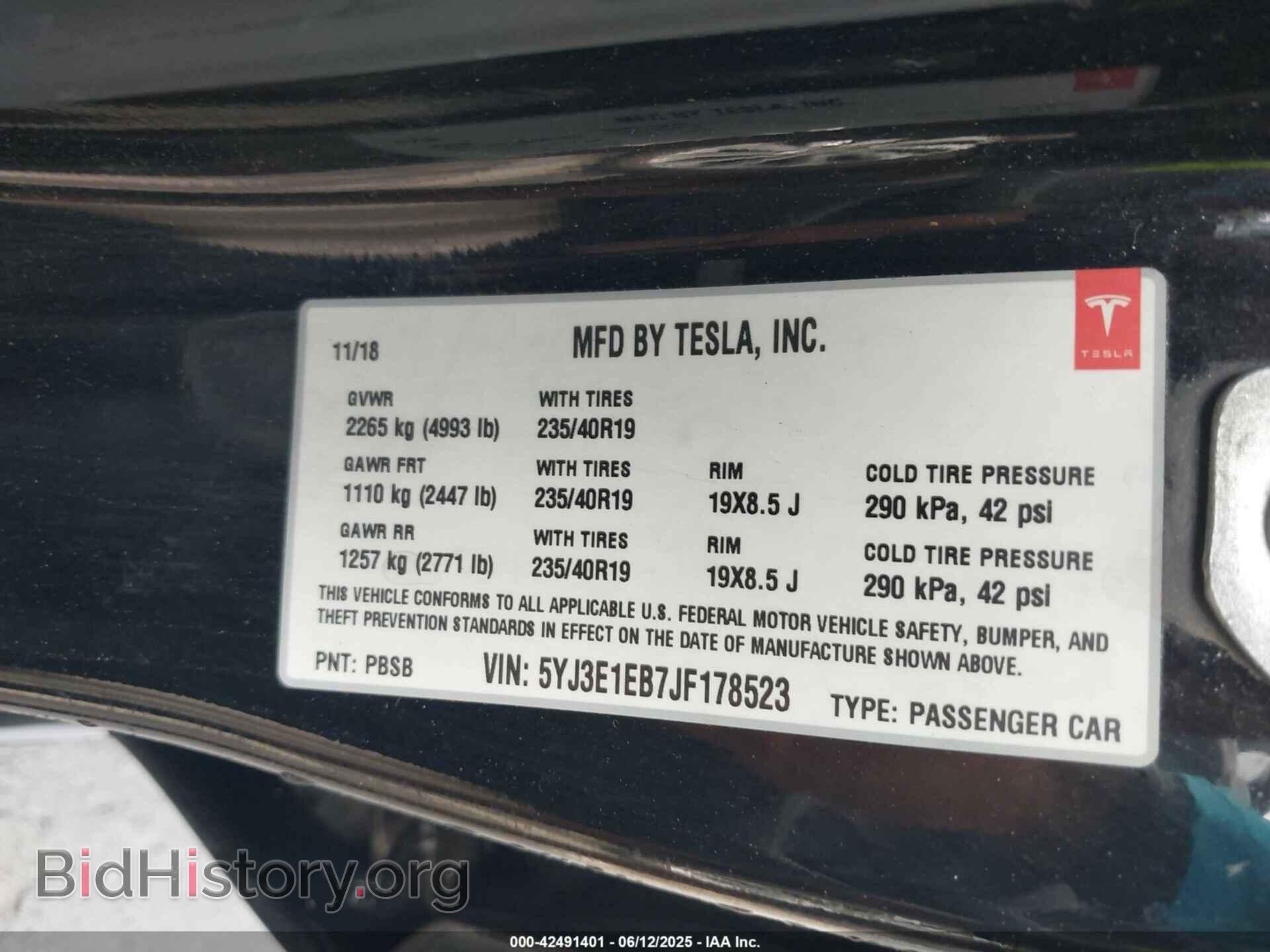 2018 TESLA MODEL 3 - VIN: 5YJ3E1EB7JF178523 - Фото 9