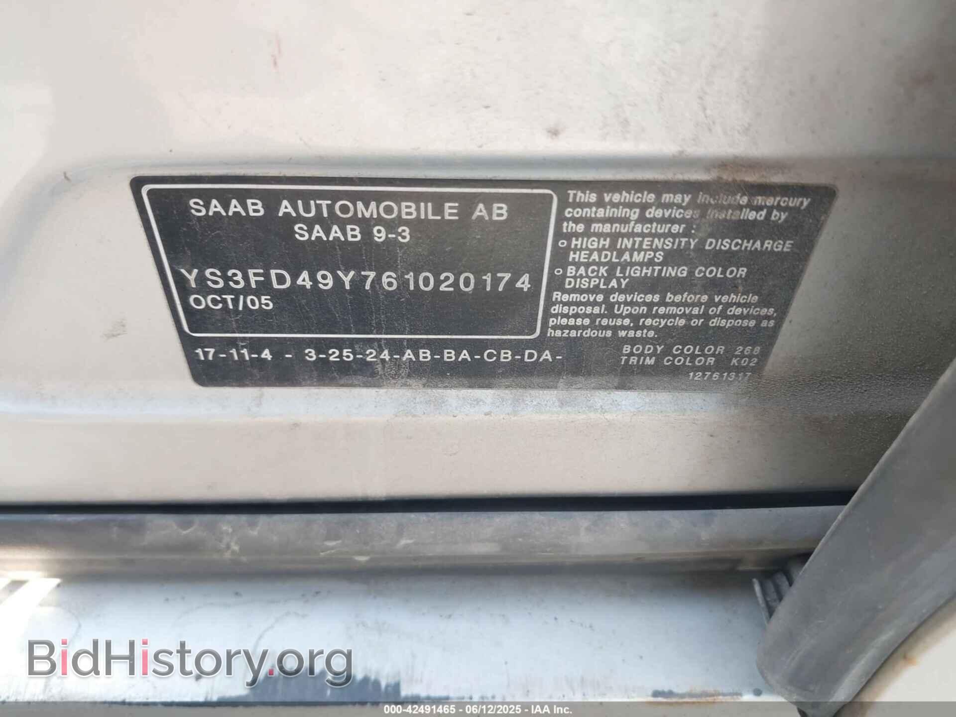 2006 SAAB 9-3 - VIN: YS3FD49Y761020174 - Фото 9