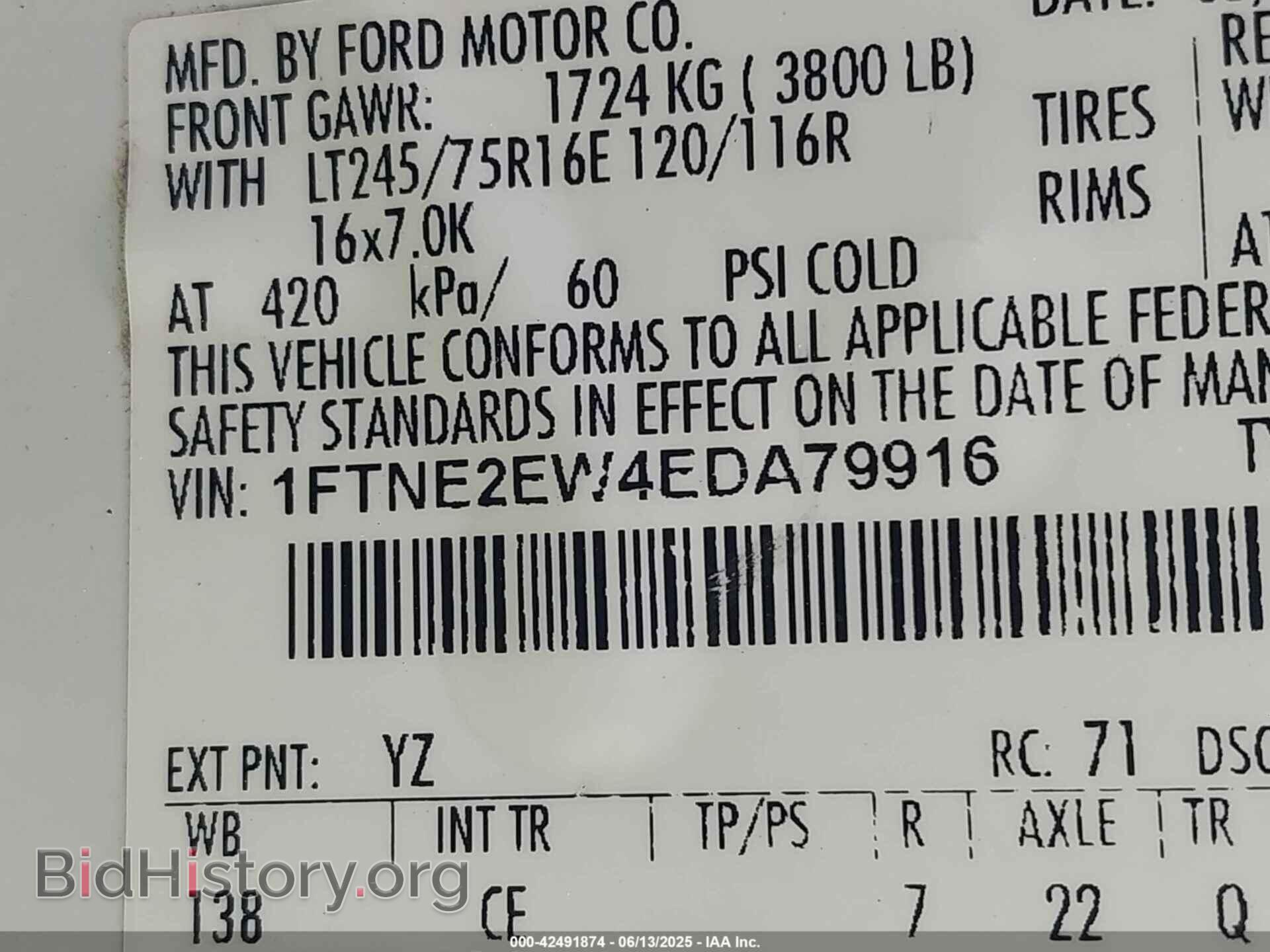 2014 FORD E-250 - VIN: 1FTNE2EW4EDA79916 - Фото 9