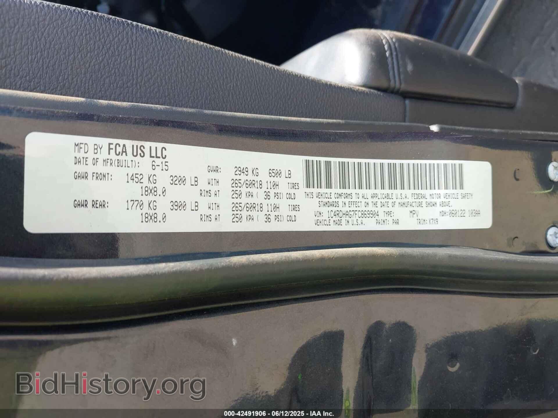 2015 DODGE DURANGO - VIN: 1C4RDHAG7FC869904 - Фото 9
