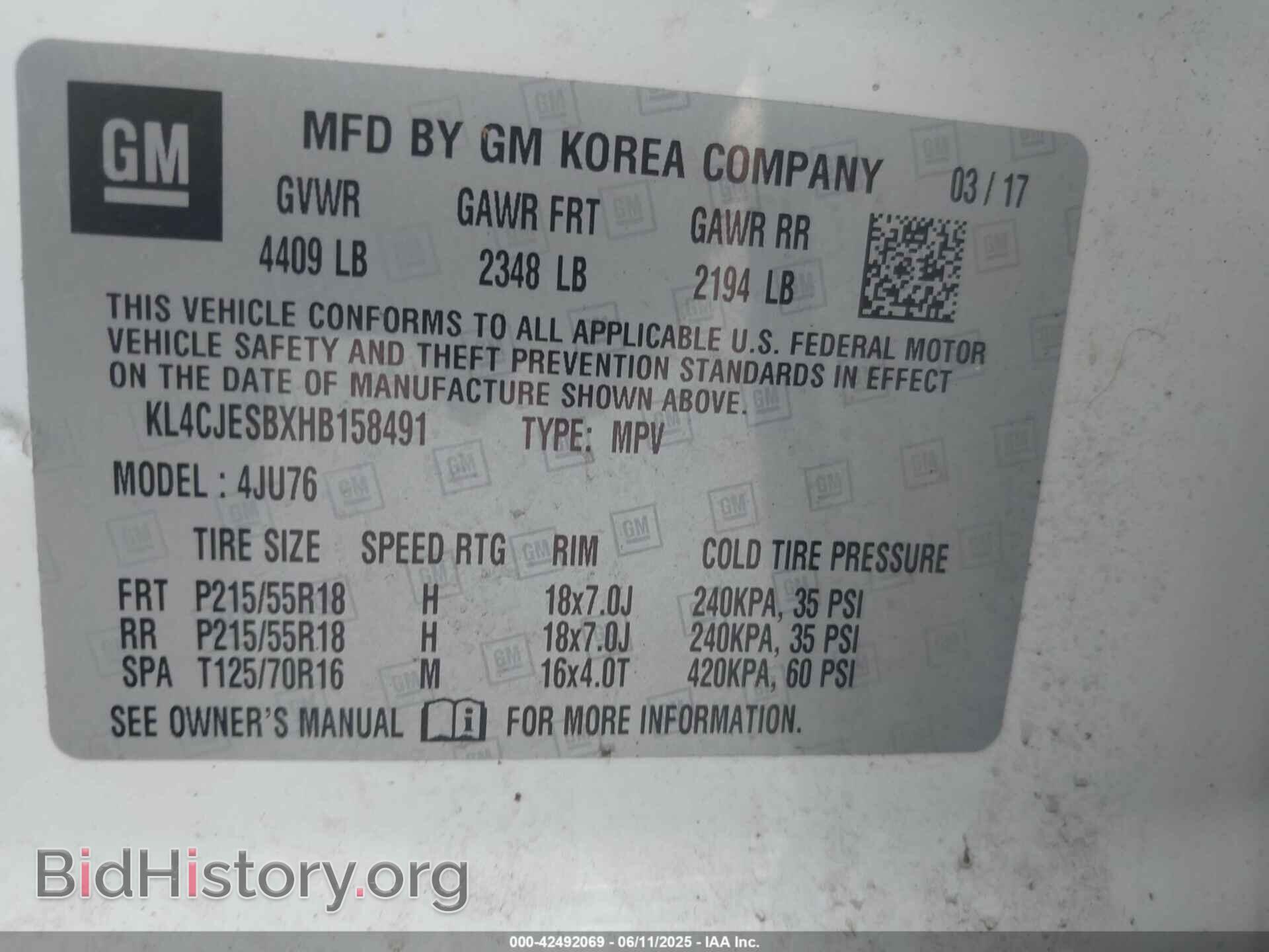 2017 BUICK ENCORE - VIN: KL4CJESBXHB158491 - Photo 9