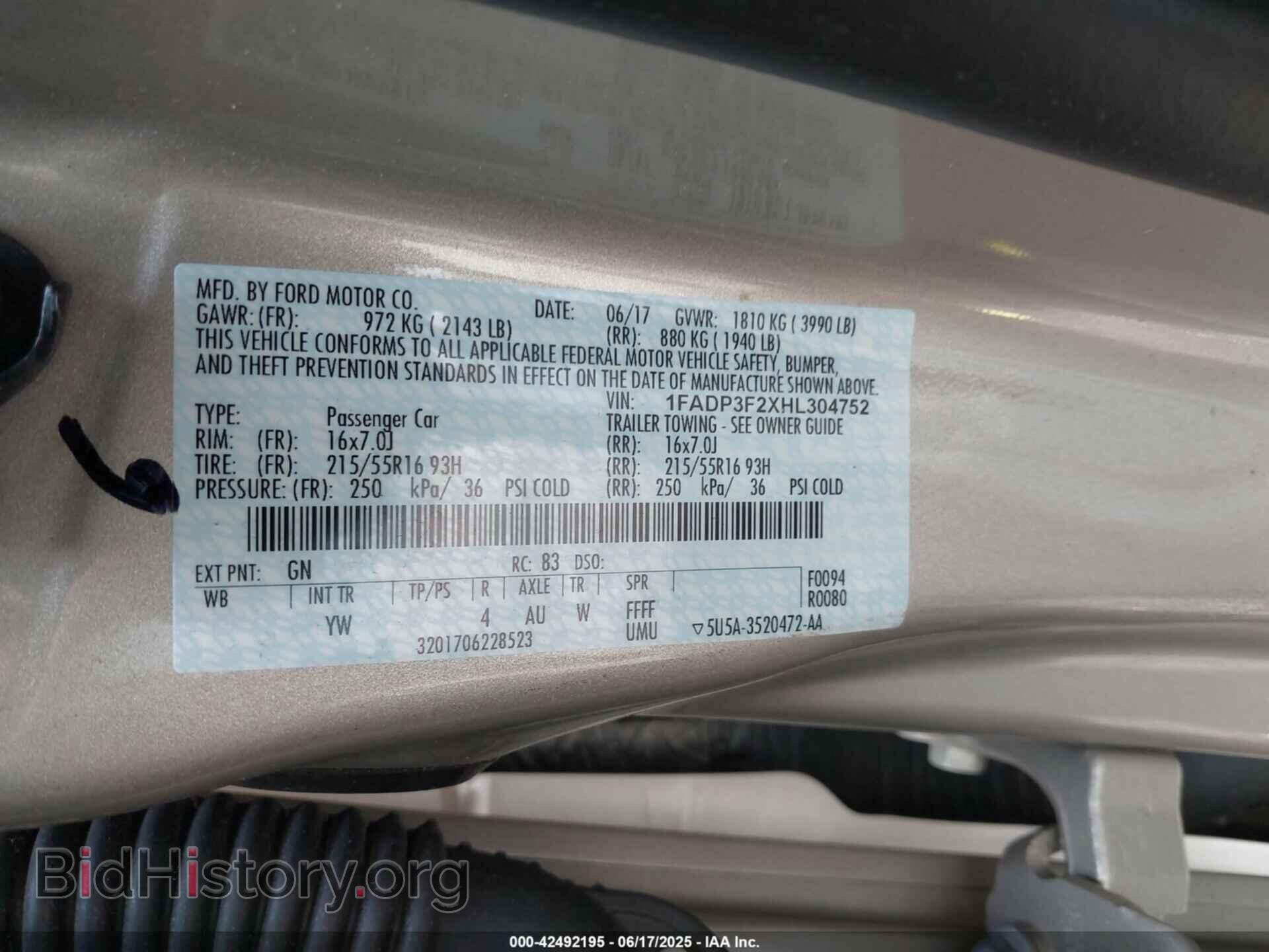 2017 FORD FOCUS - VIN: 1FADP3F2XHL304752 - Фото 9