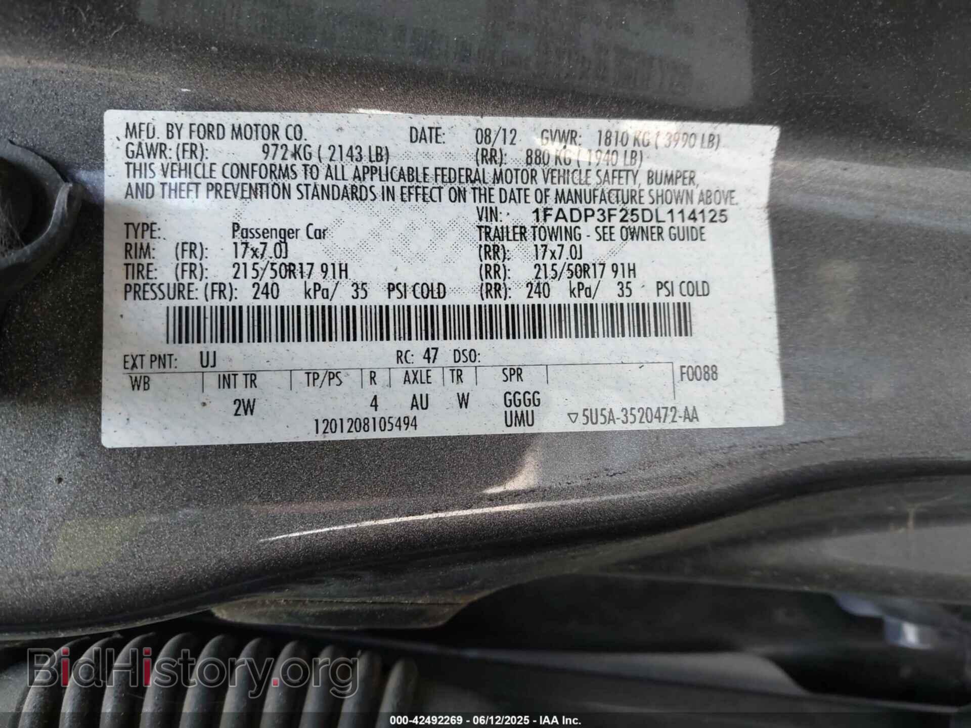 2013 FORD FOCUS - VIN: 1FADP3F25DL114125 - Фото 9
