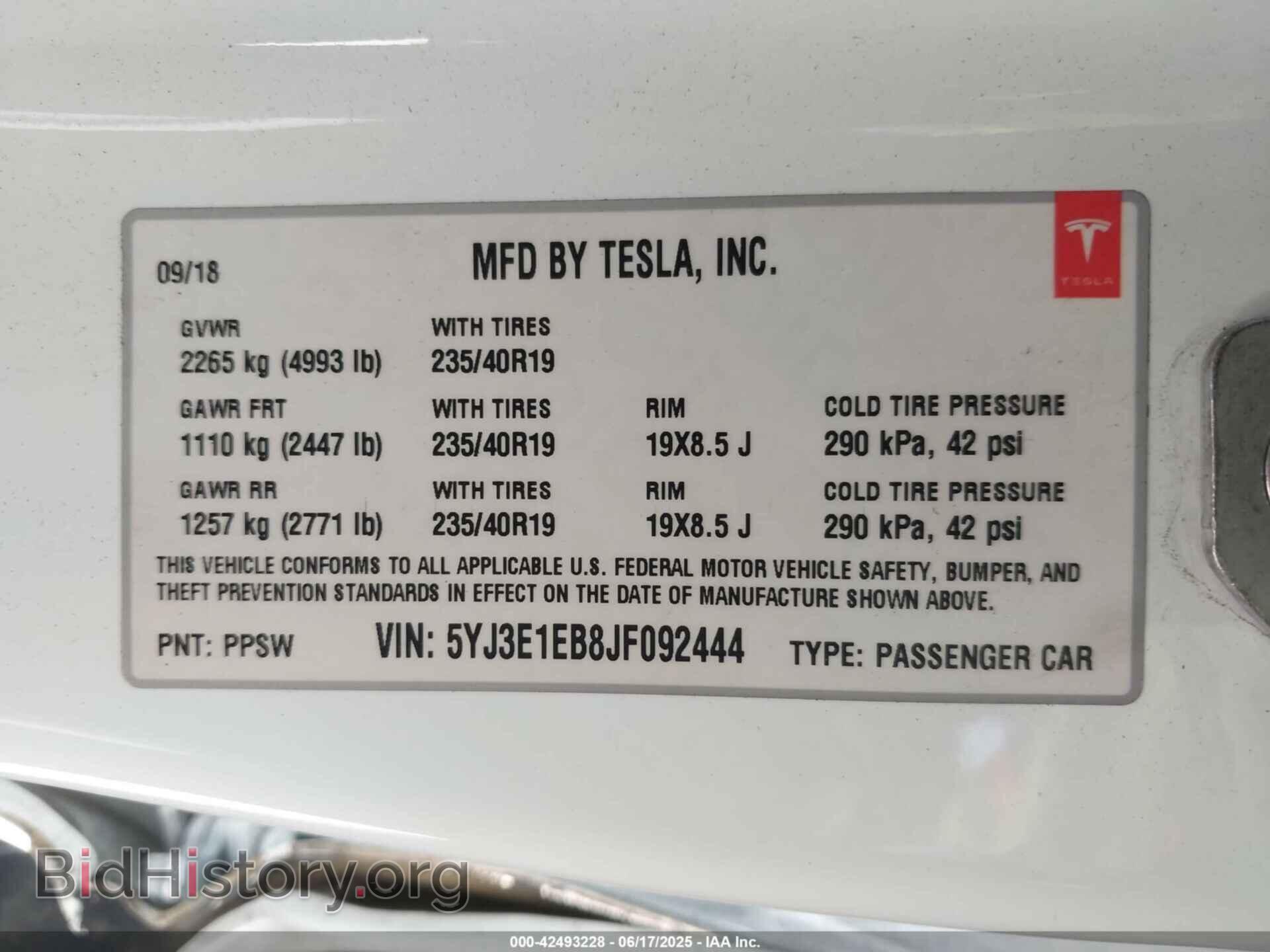 2018 TESLA MODEL 3 - VIN: 5YJ3E1EB8JF092444 - Photo 9