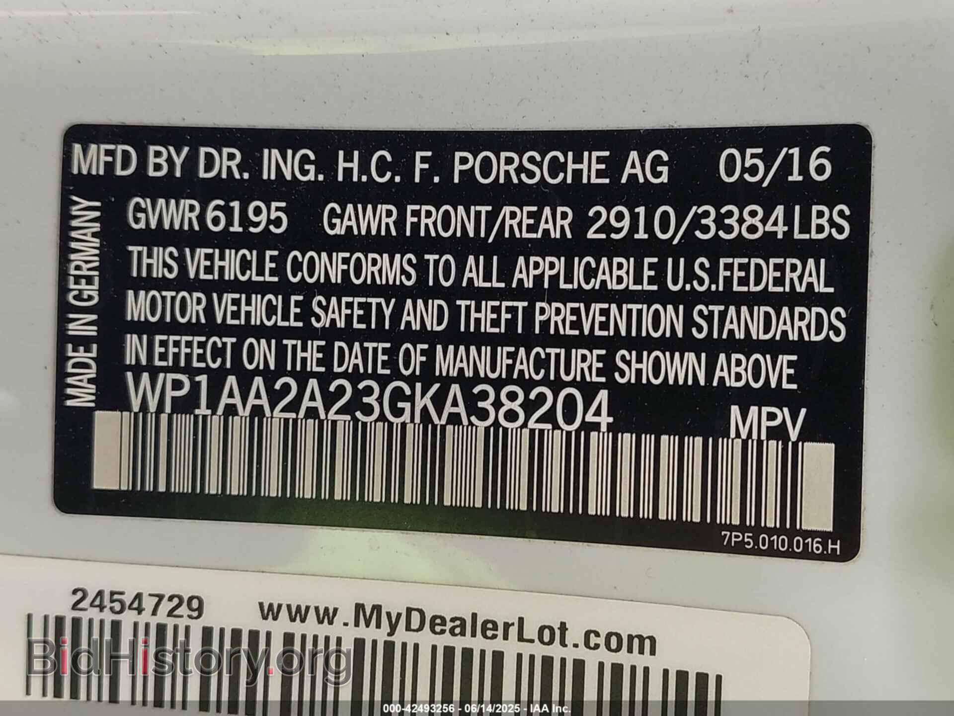 2016 PORSCHE CAYENNE - VIN: WP1AA2A23GKA38204 - Фото 9